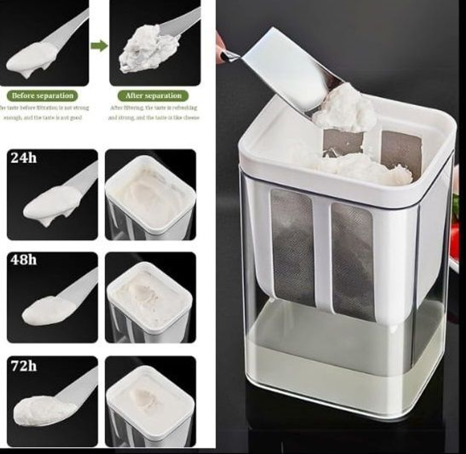 Image of Keshav Global Exim Greek Yogurt and Curd Maker, 1100ml Fine Mesh Strainer SMD111 Strainer