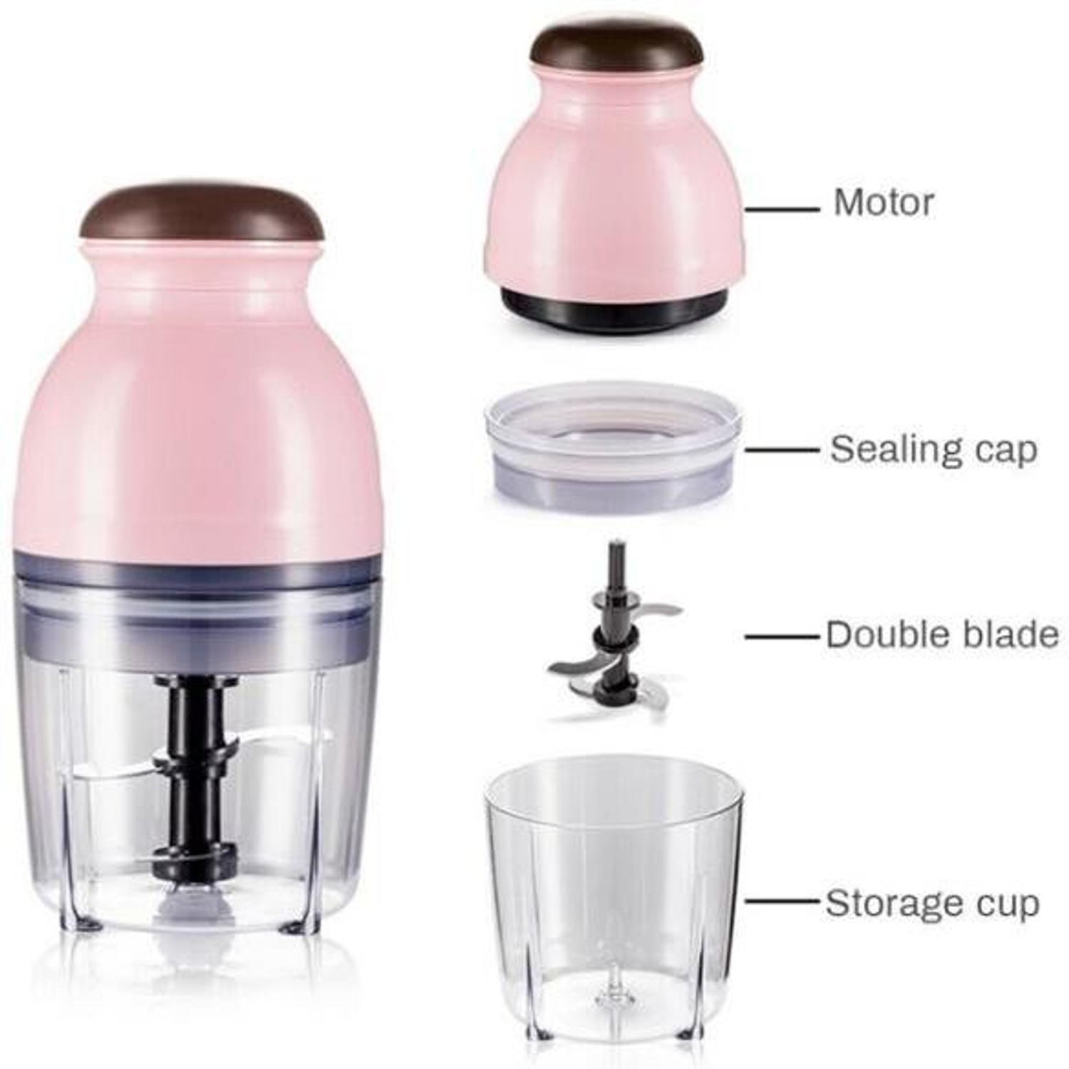 Image of Lariox Multipurpose Food Chopper Food Processor Blenders Mini Blender Mixers & Grinder Capsule Cutter Quatre Mini Electric Blender 230 W Food Processor (Pink)