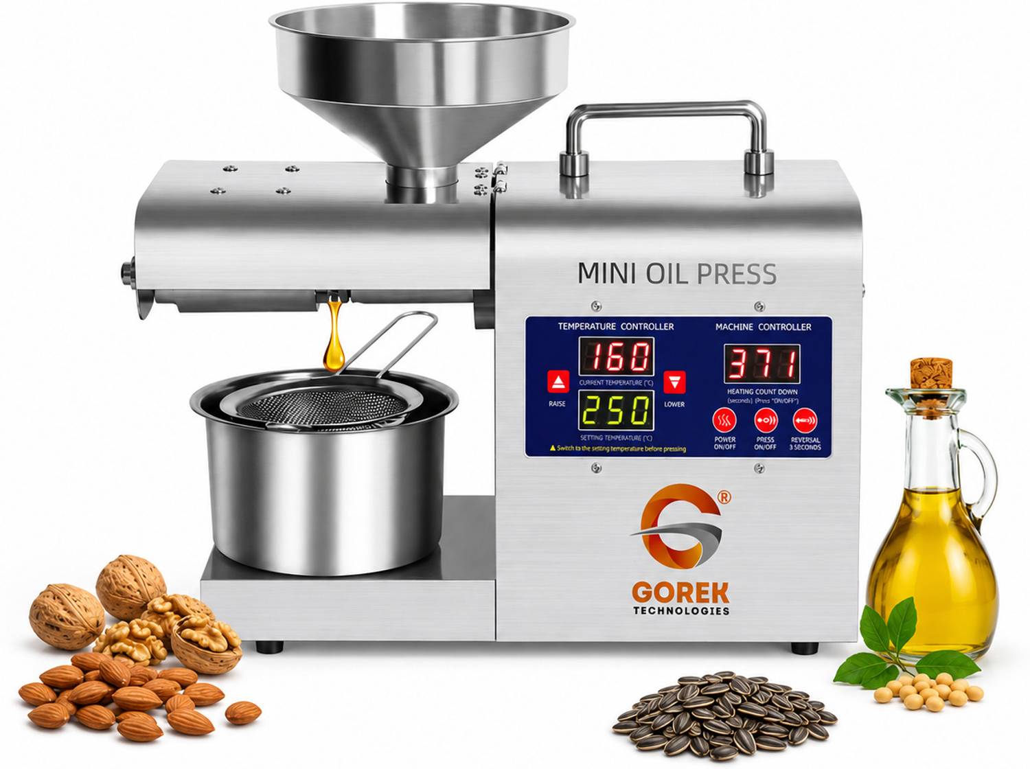 gorek technologies GT-OTN Oil Press/Maker Machine With Simplified Digital Temp Controller 600 W Food Processor — Food Processors & Choppers