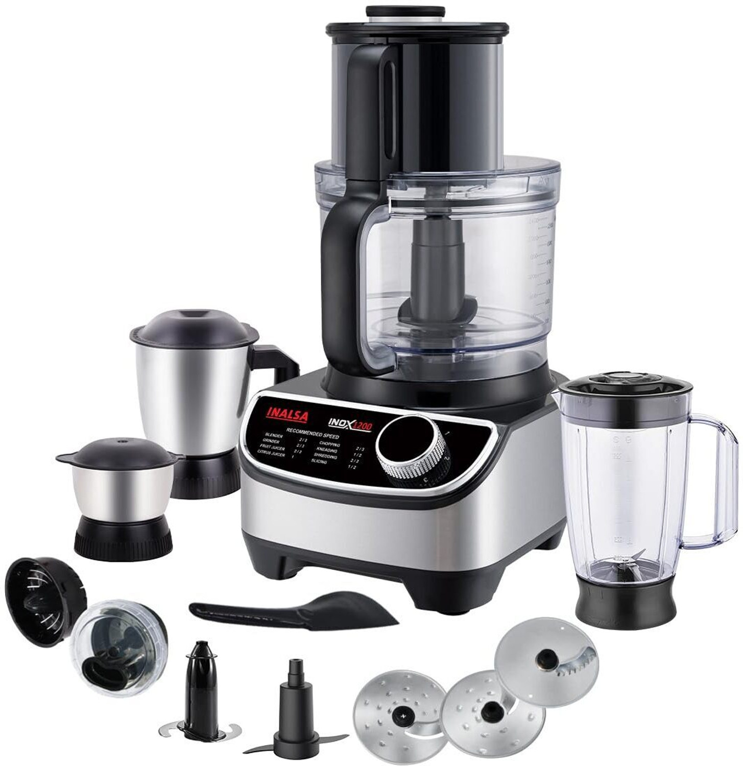 Image of Inalsa FP INOX 1200 |1200W Motor|2.5 L Processing Jar|Chopping & Kneading Blade 1000 W Food Processor