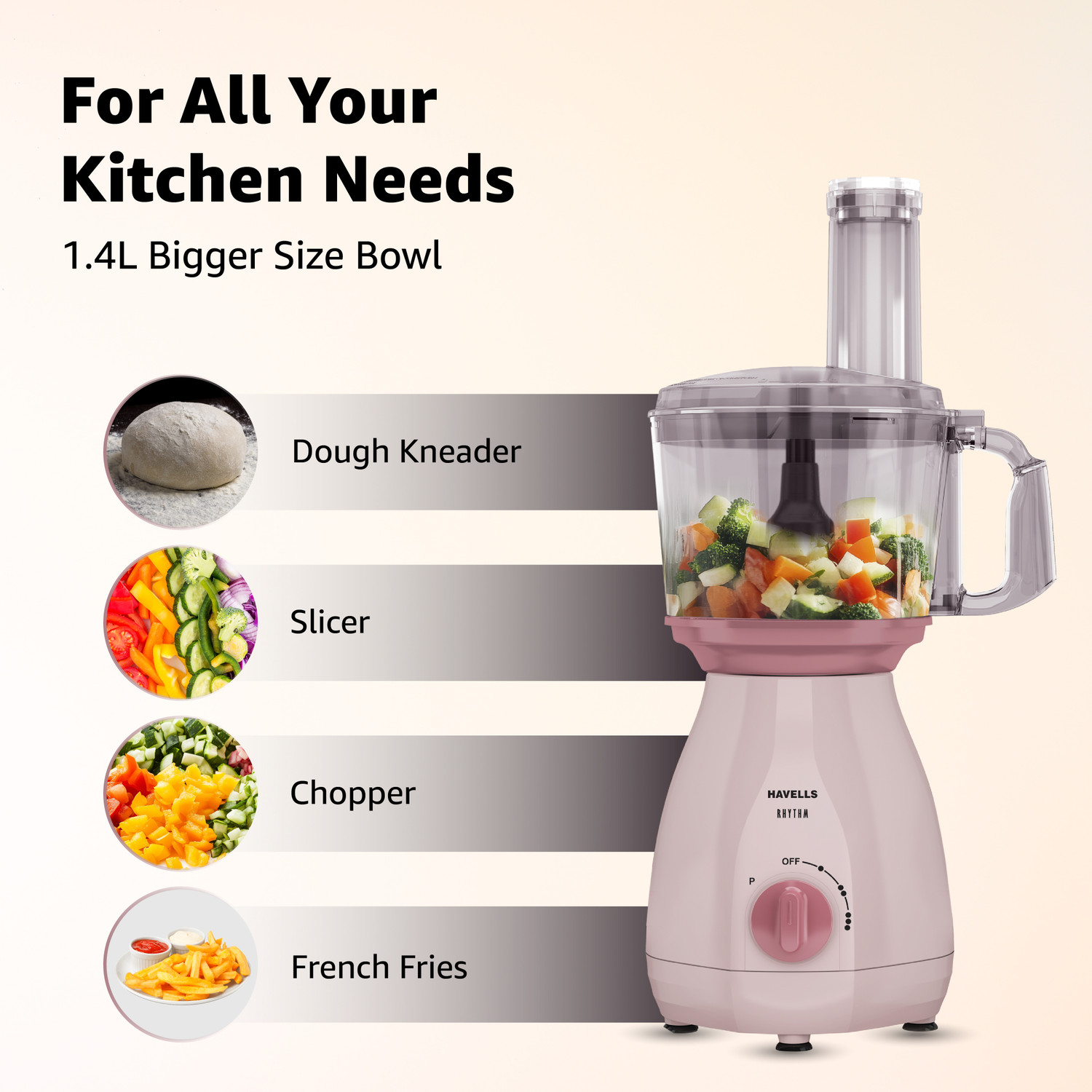 Image of HAVELLS Rhythm 750 W Mixer Grinder