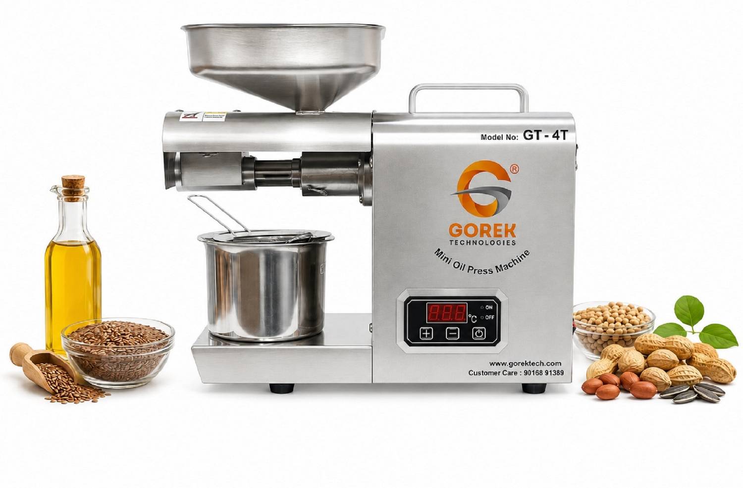 gorek technologies GT-4T 400 Watts Oil Maker Machine With Temperature Controller, Silver 400 W Food Processor — Food Processors & Choppers