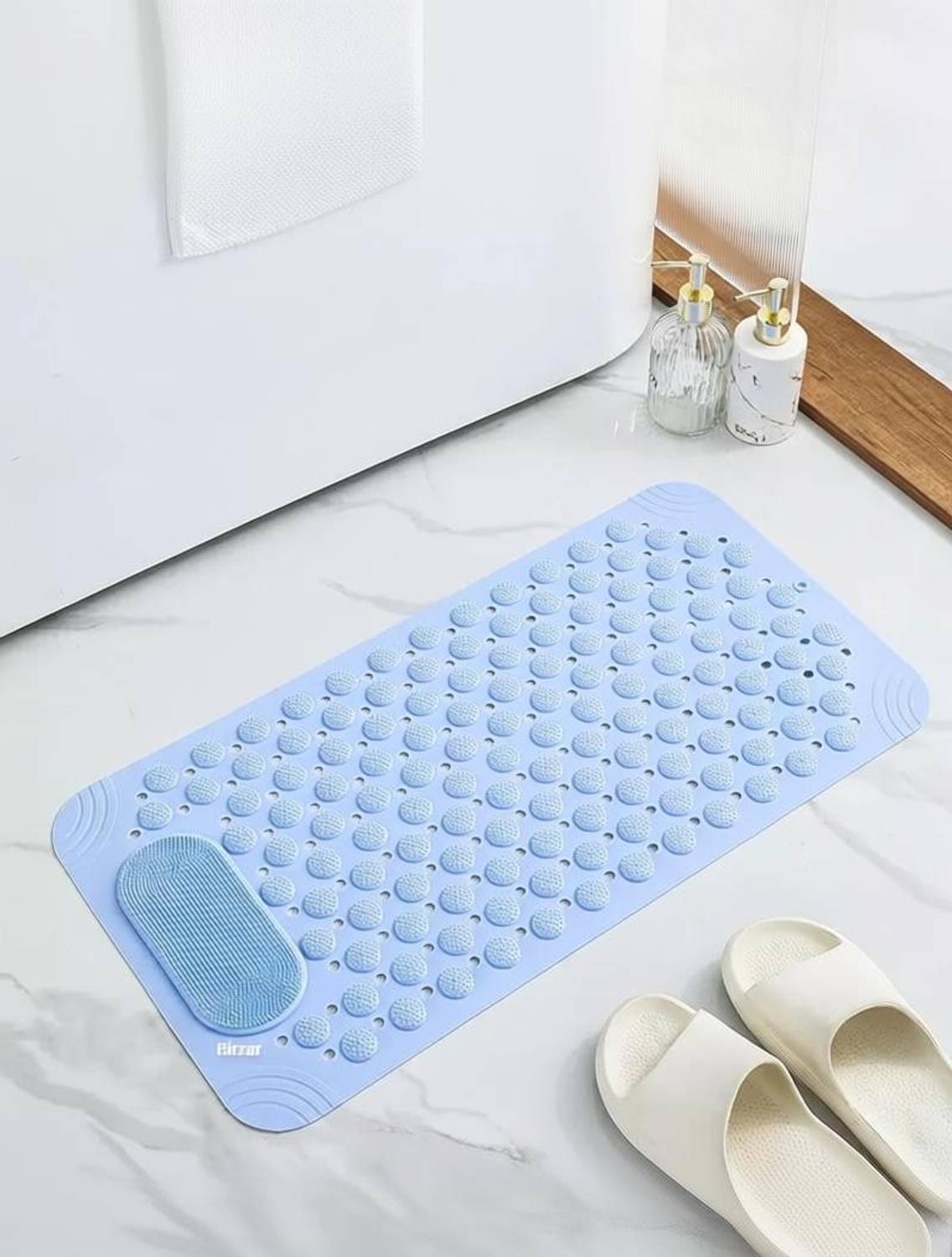 BIRZAR Silicon Bath mat with Foot Scrubber Massage