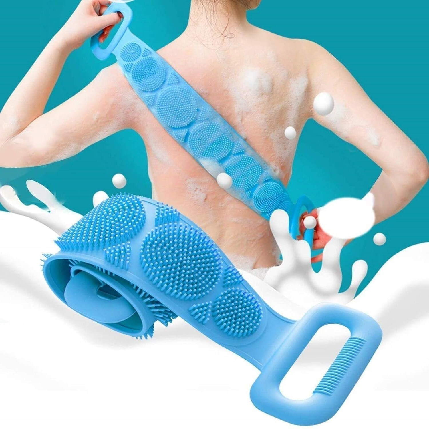 Image of AMOZI Silicone Body Back Scrubber, Bathing Brush for Deep Clean, Deadskin Removal Belt