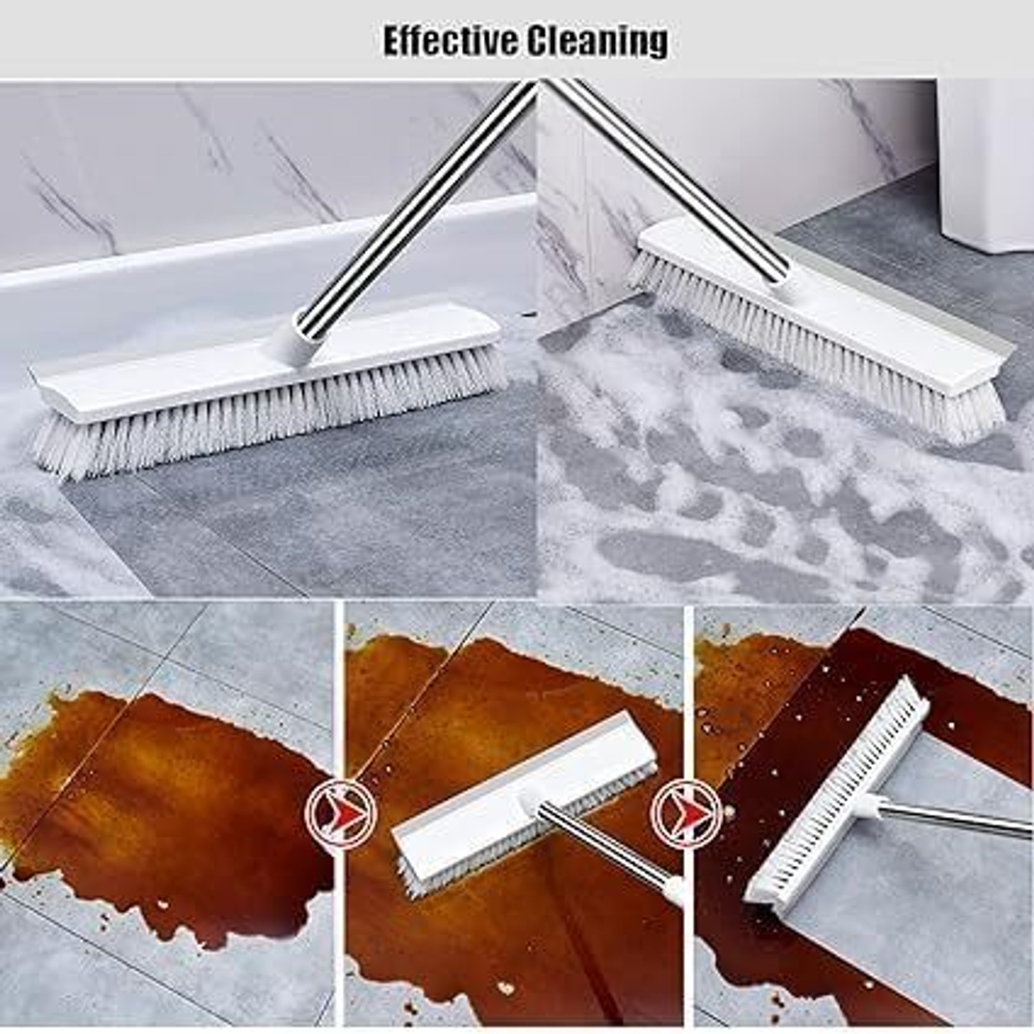 Image of ADP TRADERS 2 in 1 Tile Cleaning Brush Bathroom Floor Scrub with Long Handle Rotatable Brush Microfibre Wet Brush