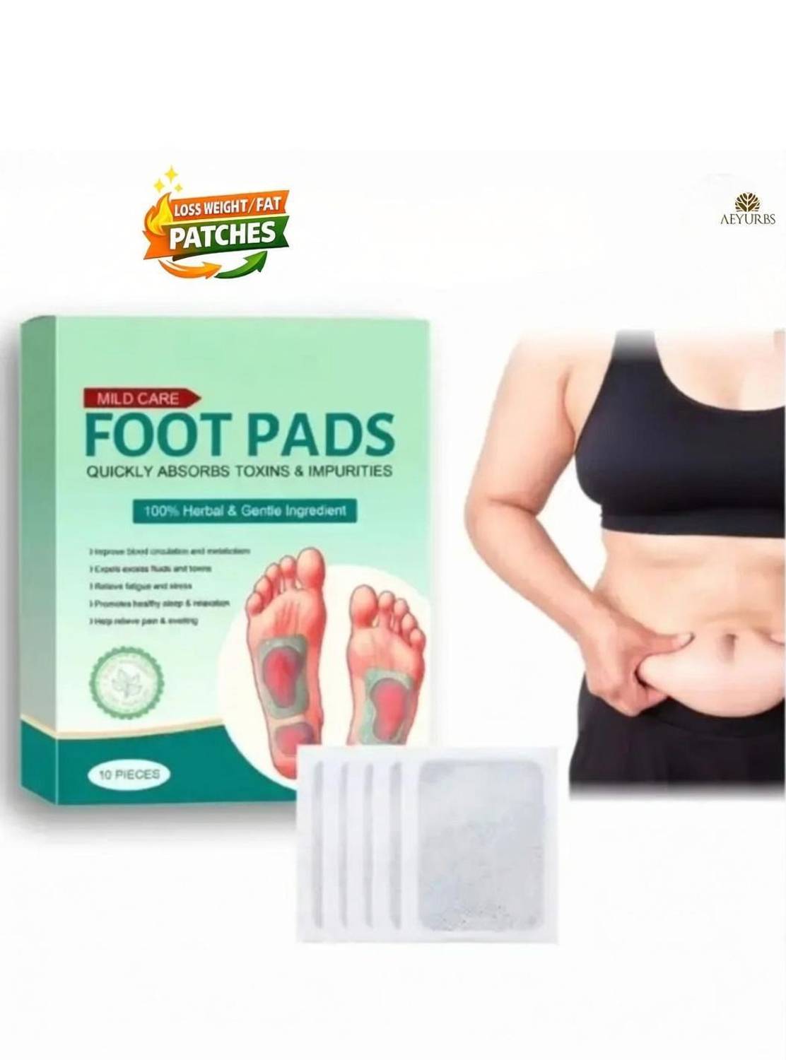 AEYURBS Ginger Foot Patch Weight Loss Detox Night Therapy Root Extract Home Therapy