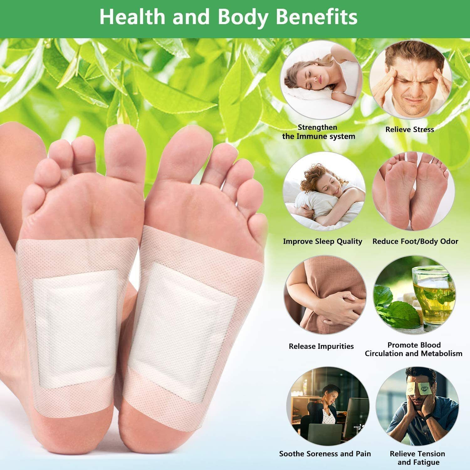 Image of KIYOME KINOKI Cleansing Foot Pads Toxins Relief Improve Circulation[PACK OF7]