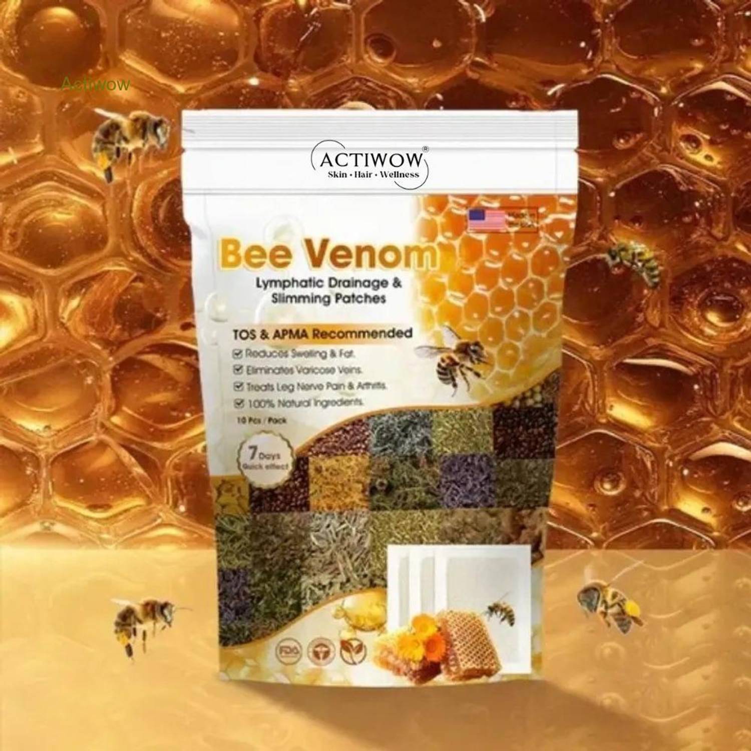 ACTIWOW Bee Venom Foot Patches Loved by Detox Experts Around the World FF01