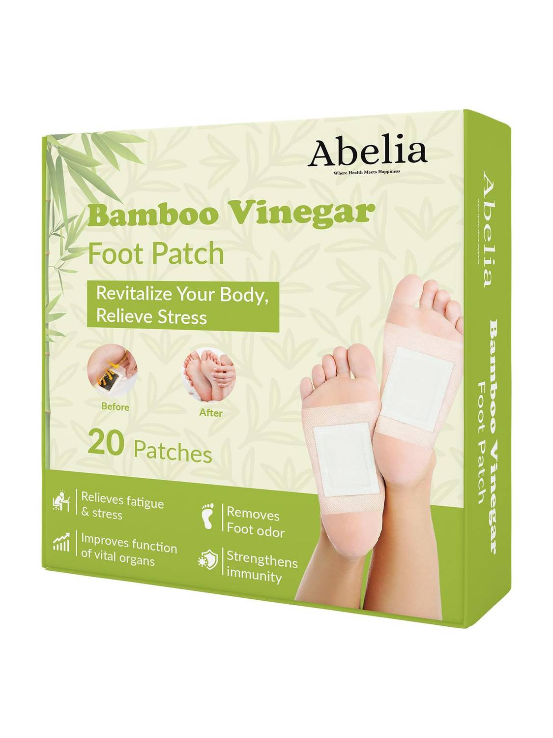 Abelia Premium Detox Foot Pad, Toxin Remover Foot Patch ,100%Organic(Pack of 20Patches)