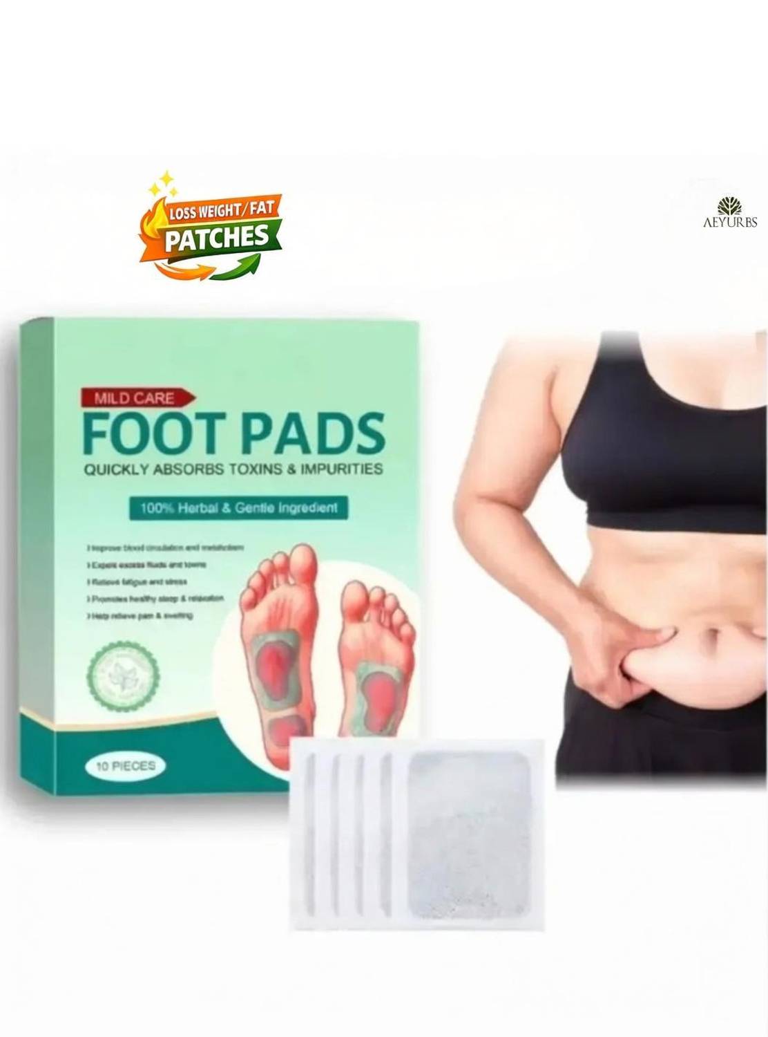 AEYURBS Ginger Foot Patch Weight Loss Detox Herbal Therapy Plant Essence Daily Use