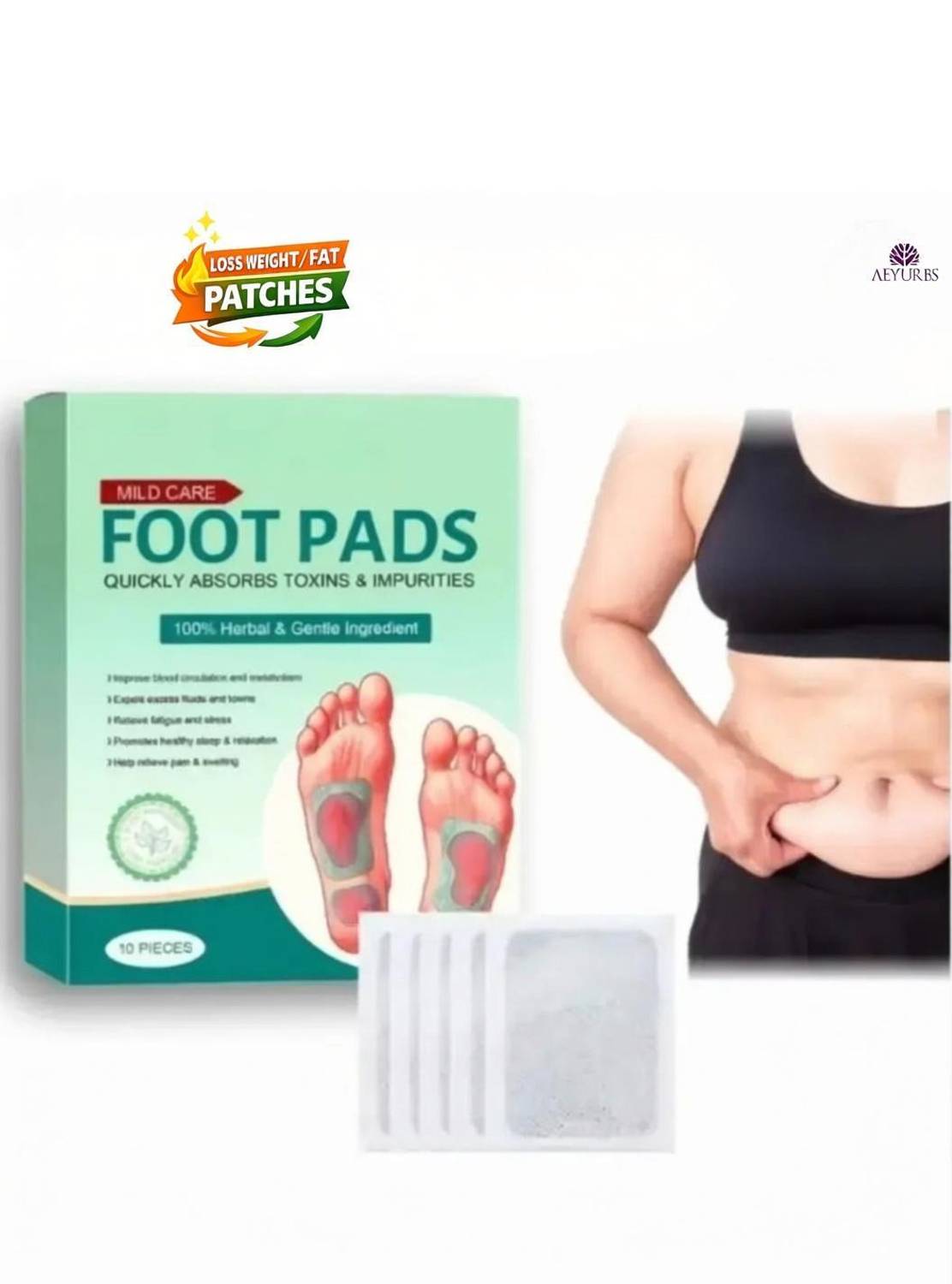 AEYURBS Ginger Foot Patch Weight Loss Slimming Night Therapy Pure Ginger Daily Use