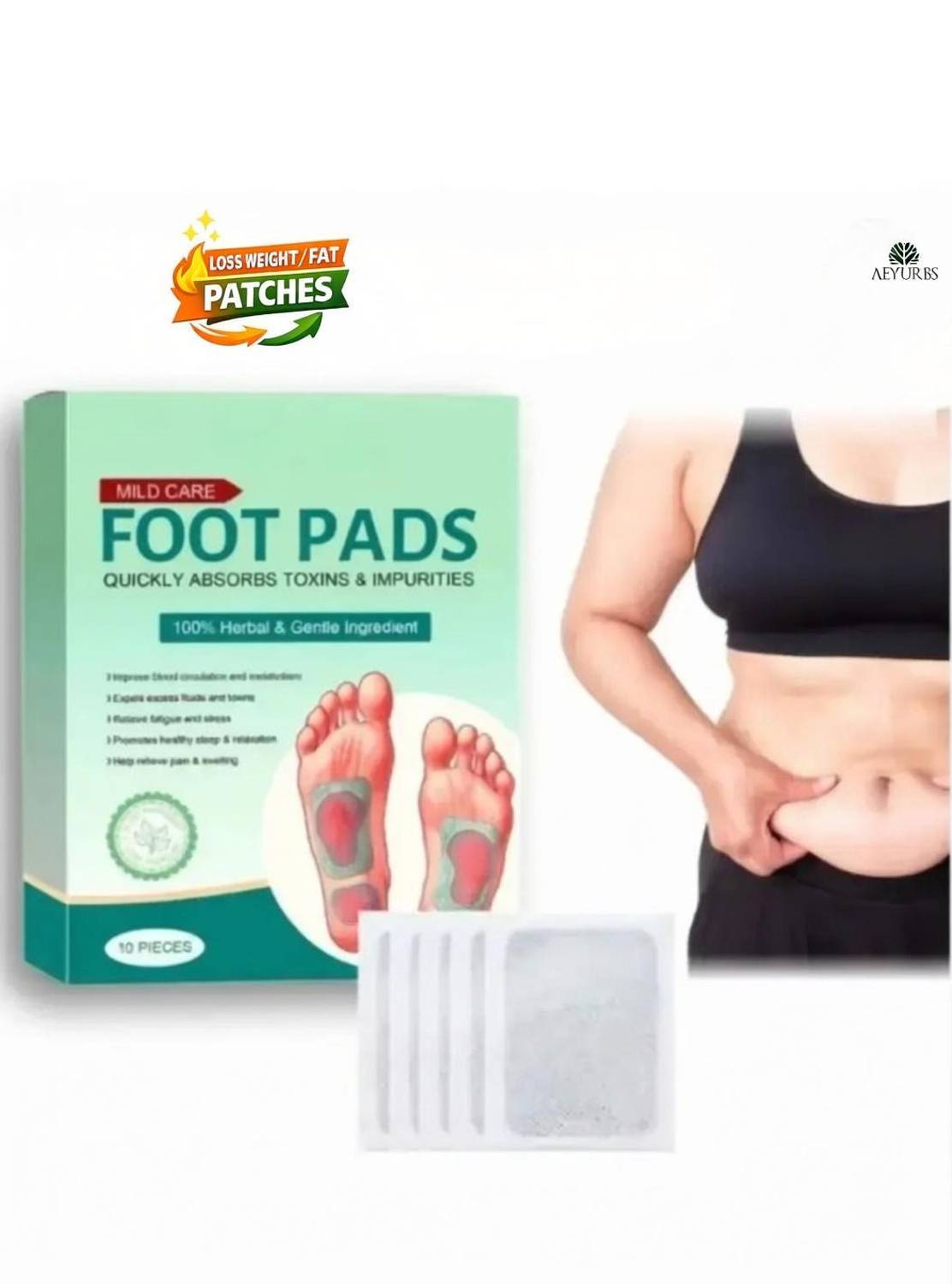 AEYURBS Ginger Foot Patch Weight Loss Detox Foot Care Herbal Formula Home Therapy