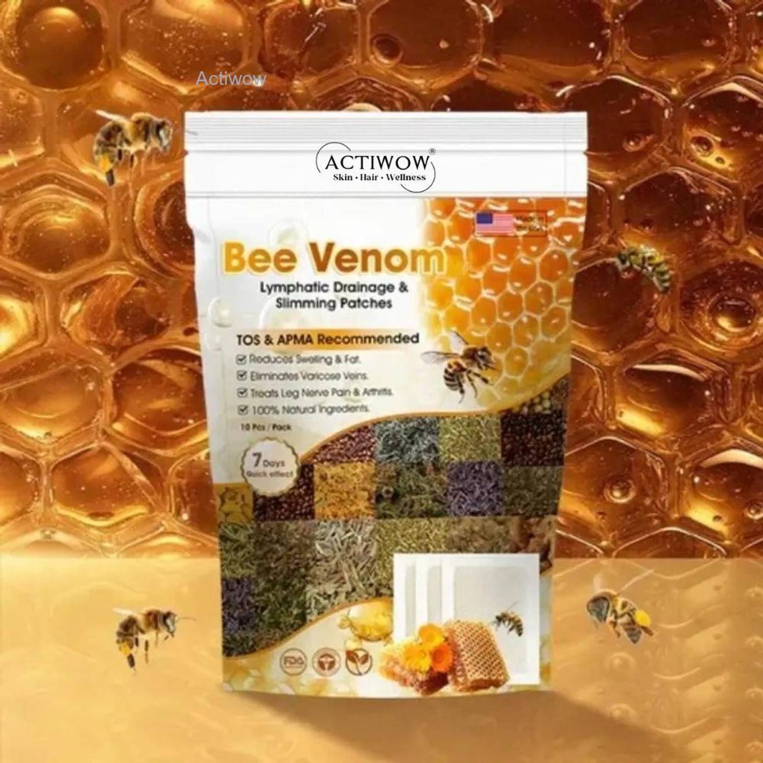 ACTIWOW Bee Venom Foot Patches Provide Cooling Detox for Tired Soles FF