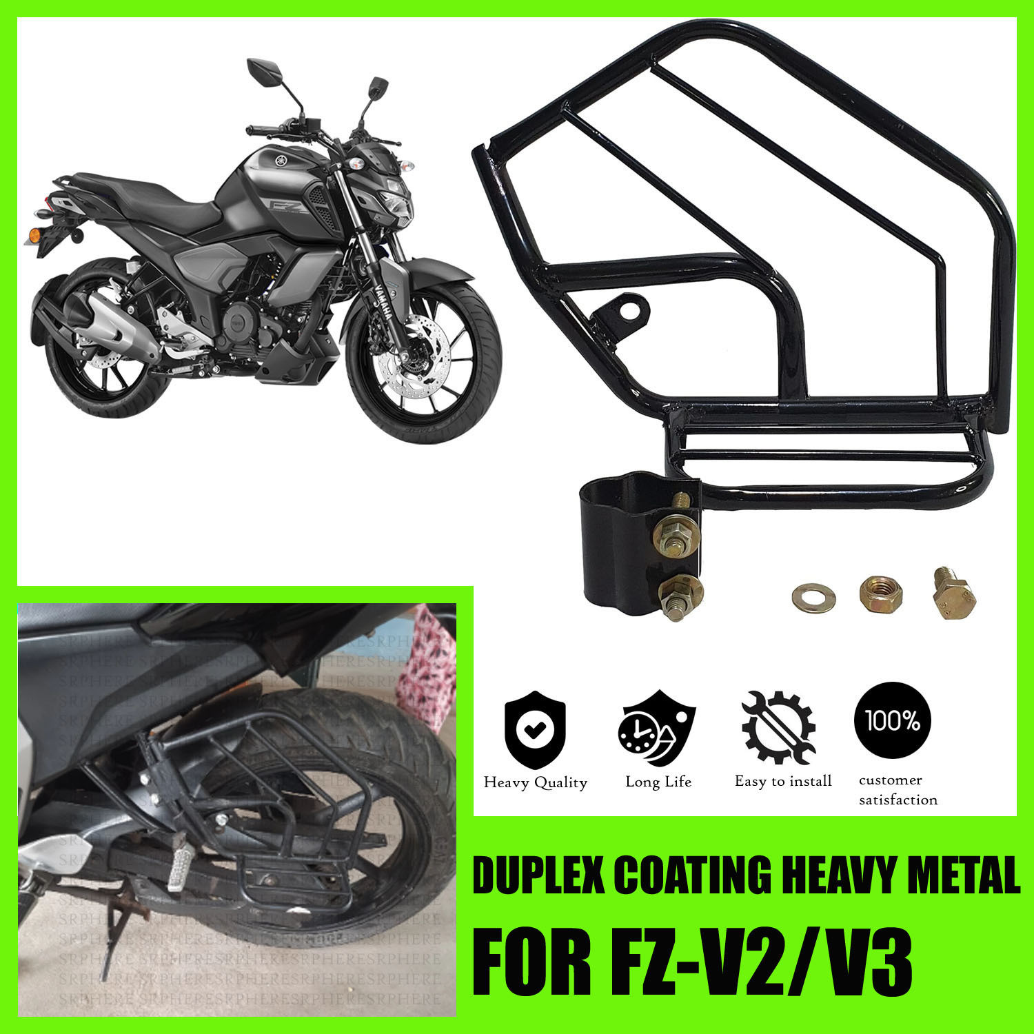 Image of SRPHERE TTY-22 GENIUNE QUALITY HEAVY METAL SIDE GUARD FOR YAMAHA FZ V2 /V3 Foot Rest