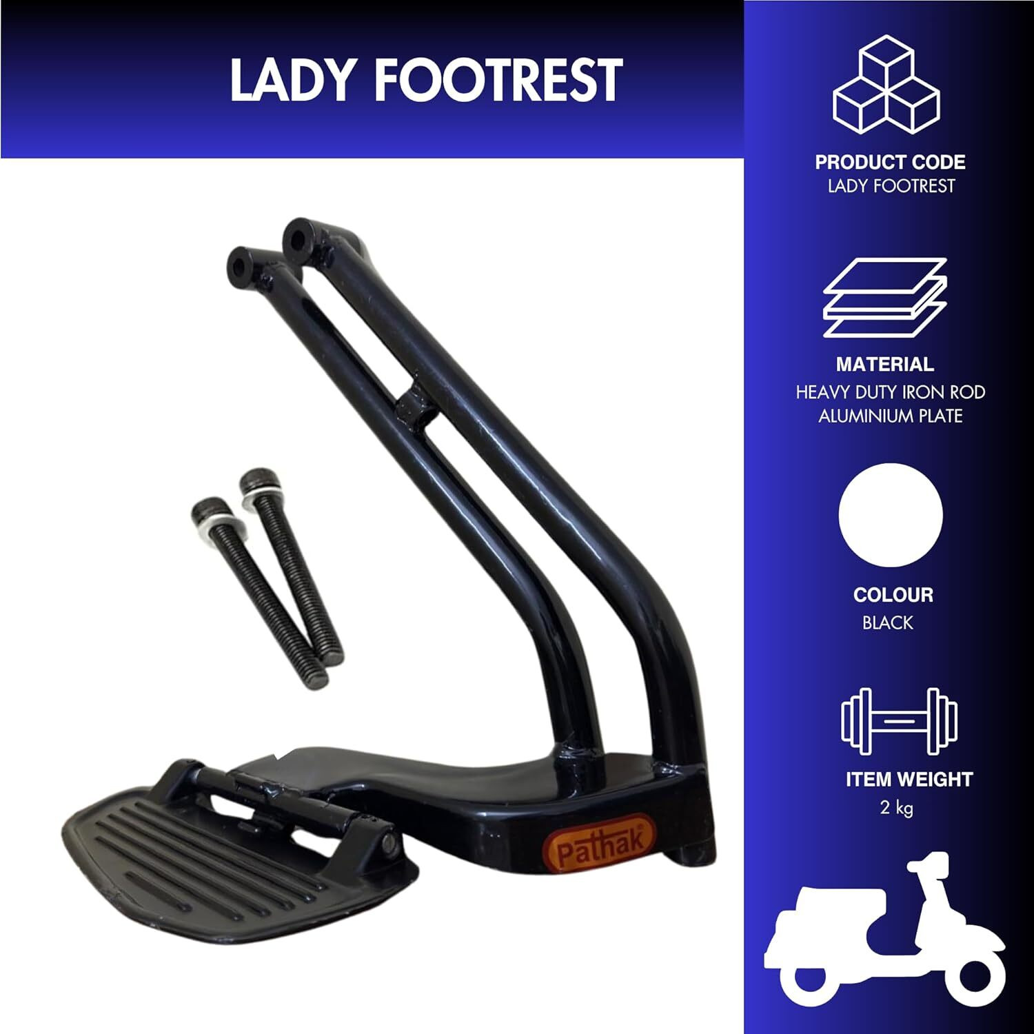 Image of PATHAK Compatible for Chetak EV, Rear Left Made of Heavy Duty Material Foot Rest