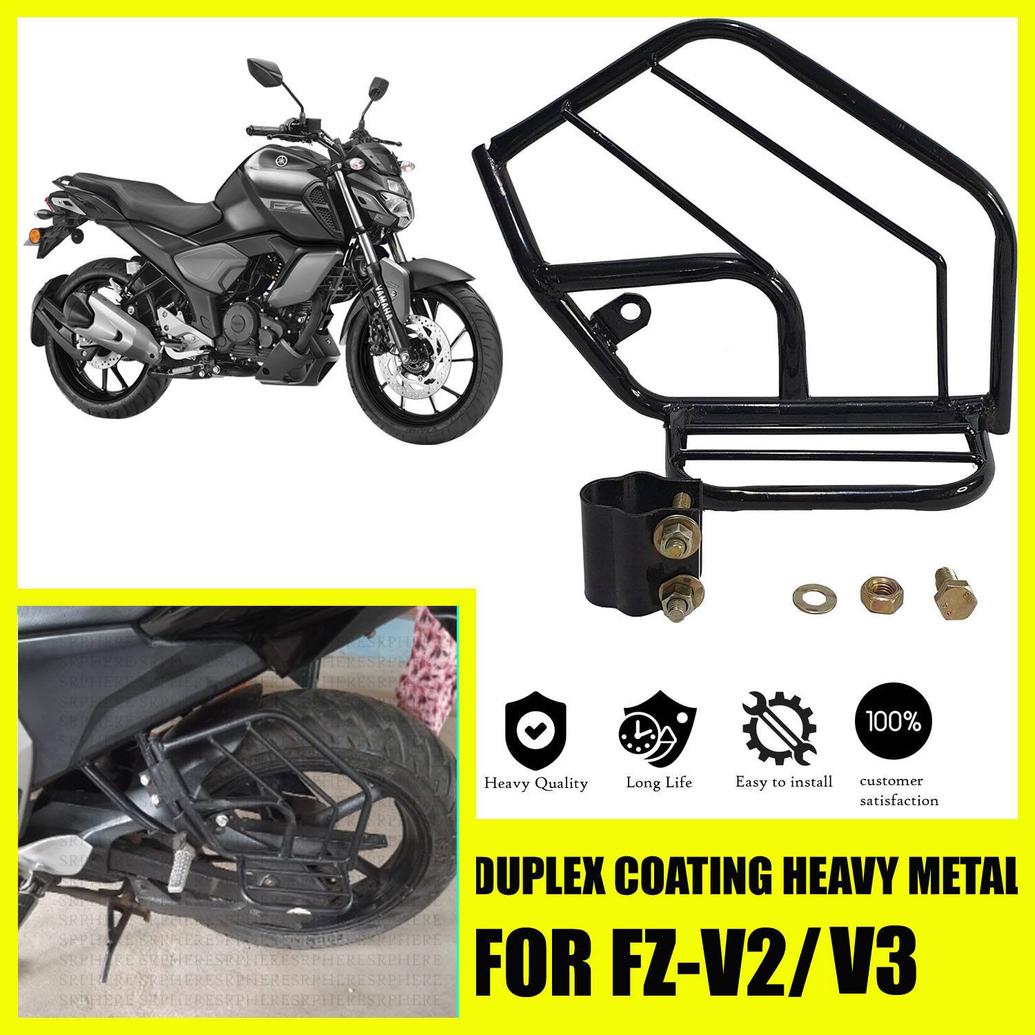 anmol enterprises TTY-21_GENIUNE QUALITY HEAVY METAL SIDE GUARD FOR YAMAHA FZ V2/V3 Foot Rest