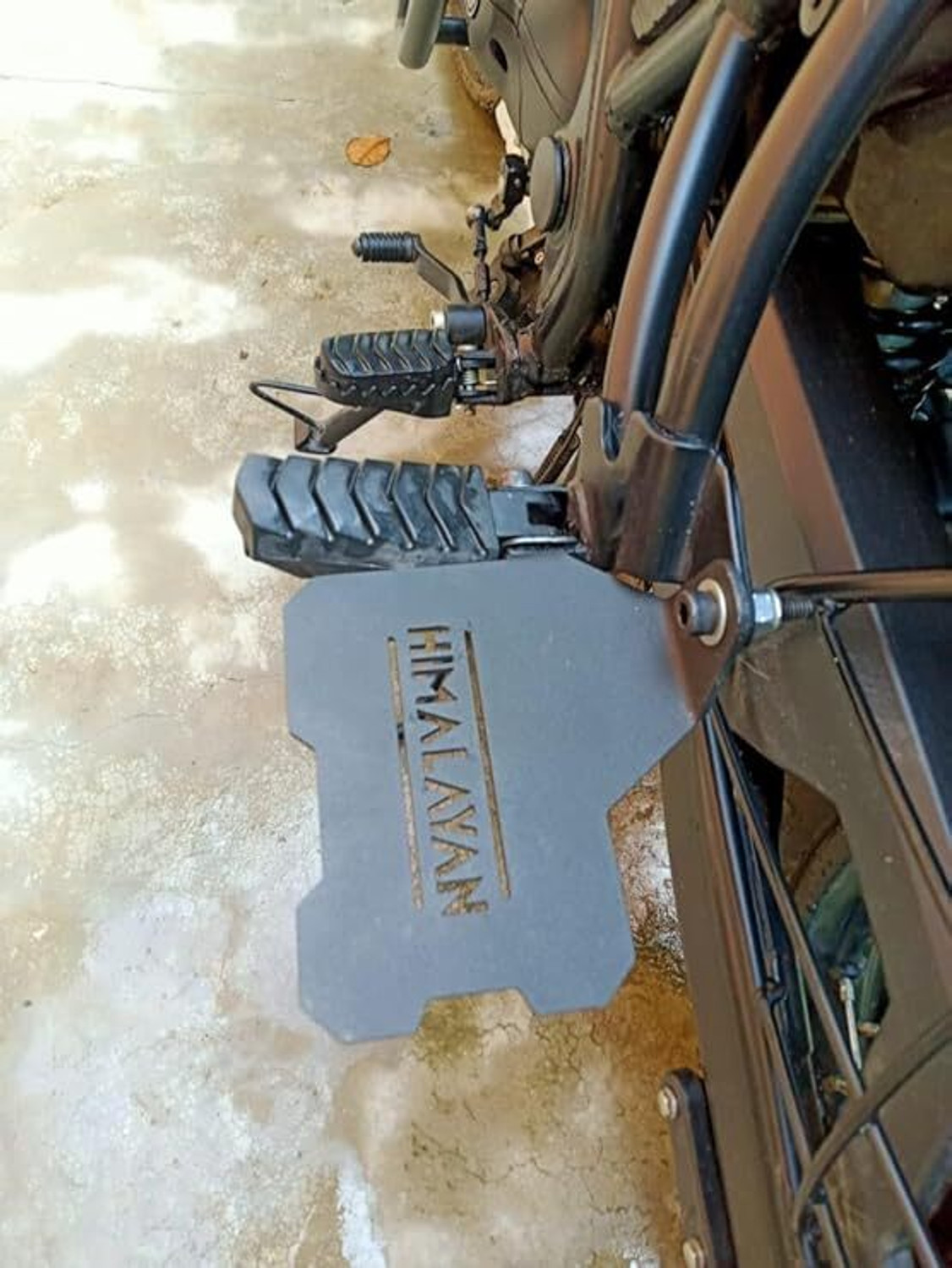 Image of SGTB Heavy RE Himalayan Foot Rest Left Side Footrest Laser Cut Step Plate Black Foot Rest