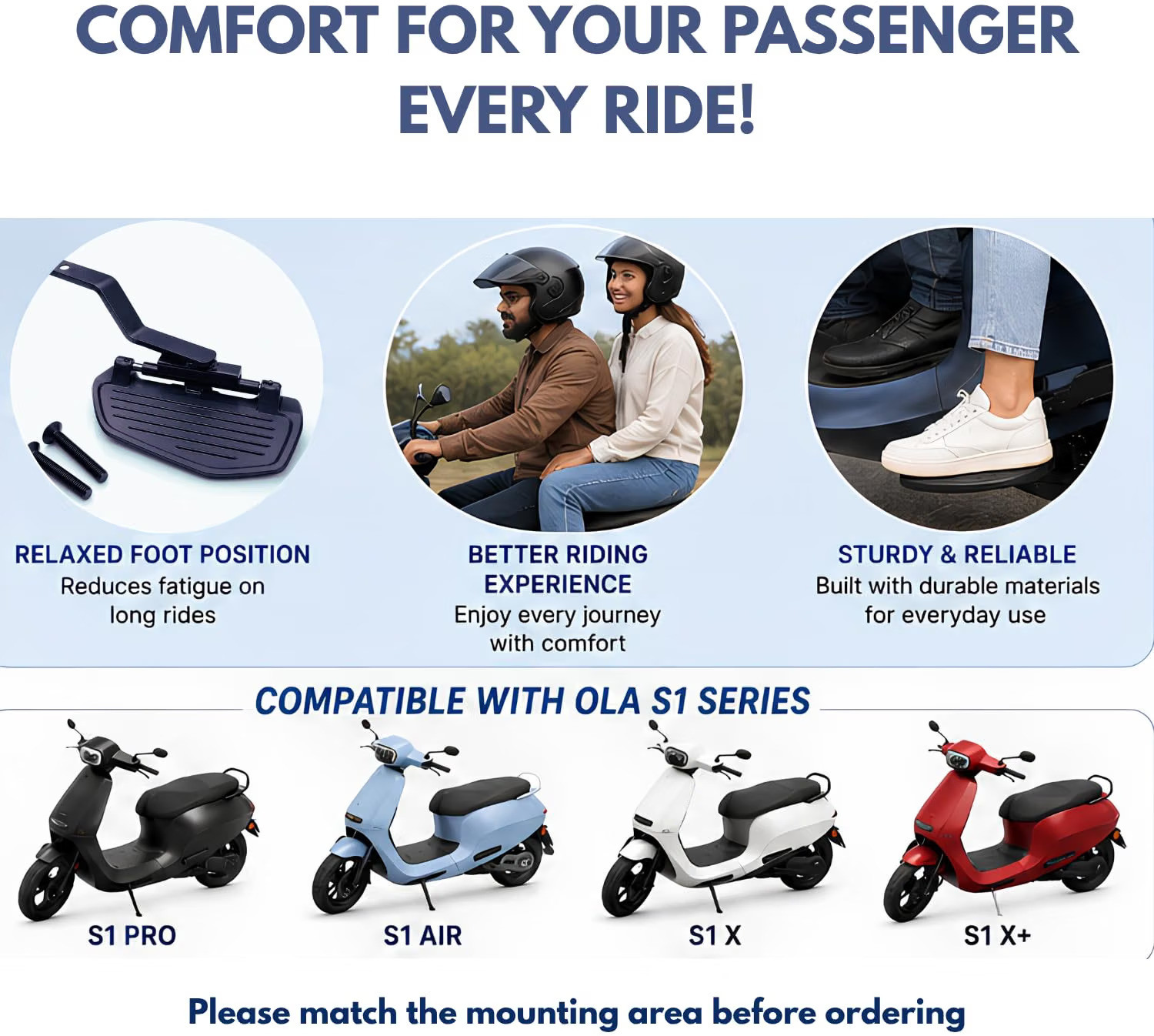 Image of PRAKMO Ola S1X, S1X Plus Gen inch3 Footrest Stand (Rear Left) Made Of Heavy Duty Iron Rod Foot Rest