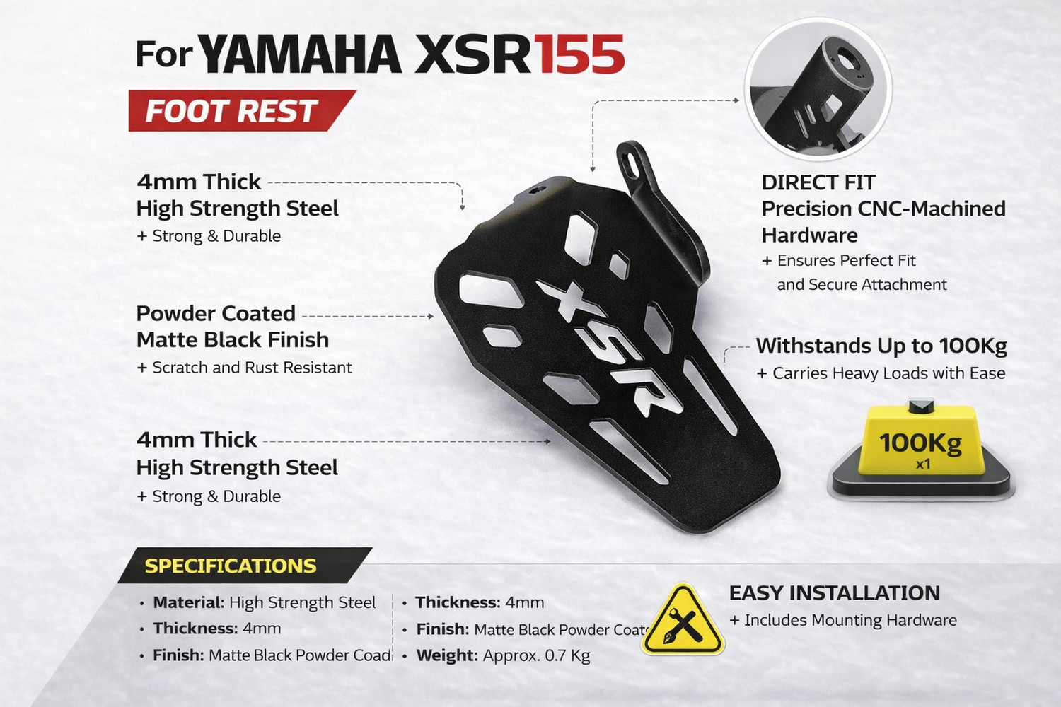 Image of LASERKART Titan Ladies Foot rest for XSR 155 Bike Foot Rest