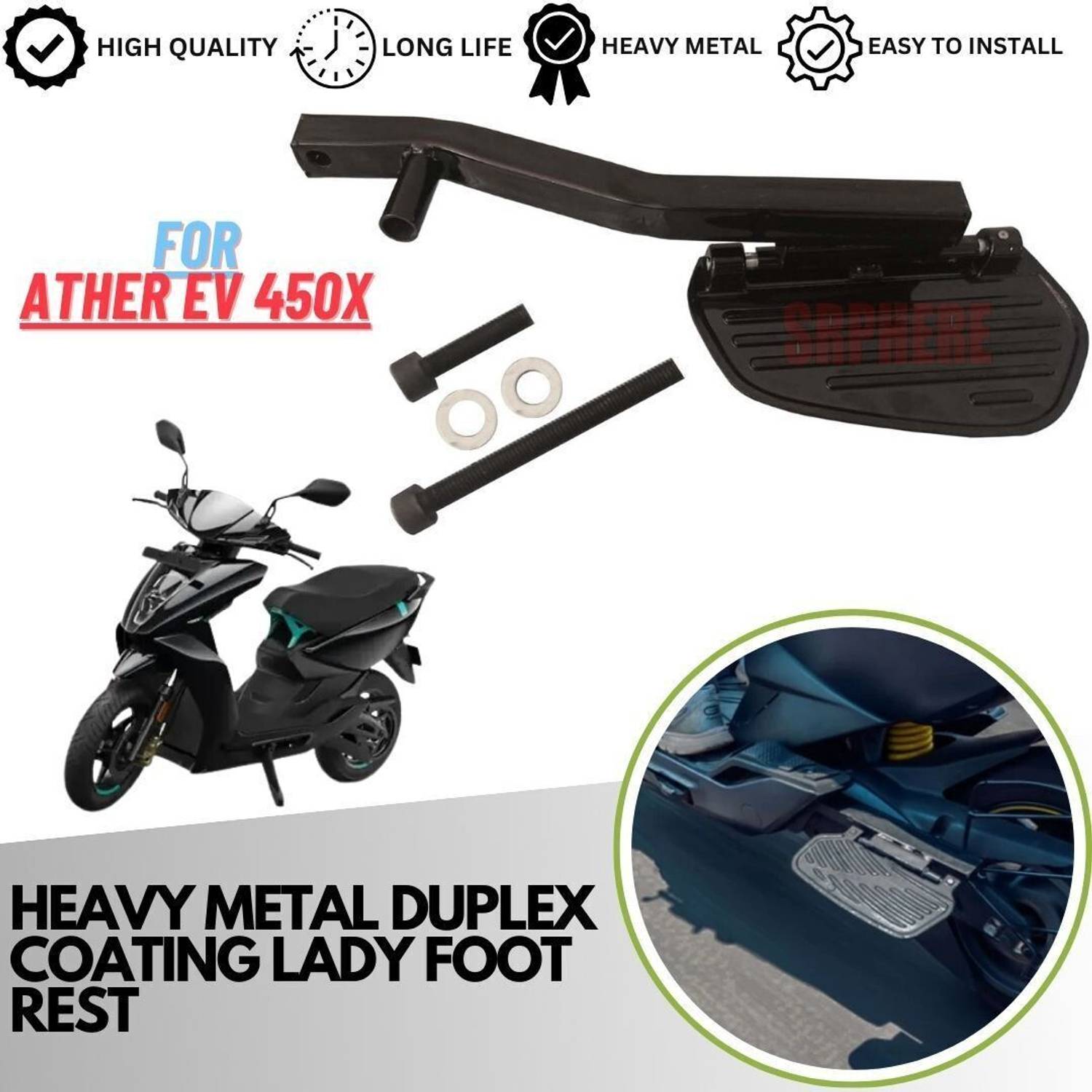 anmol enterprises NEW HEAVY QUALITY FOOTREST ATHER EV 450X Foot Rest