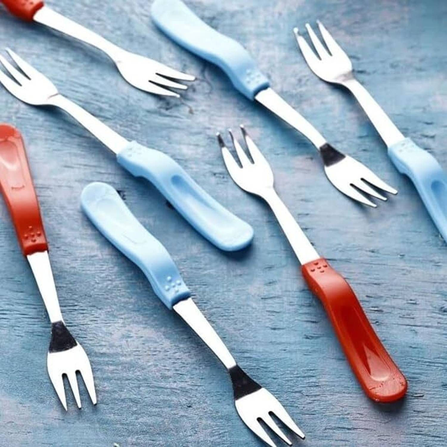 BLLUEX Stainless Steel Fruit Fork Set (Multicolour) Stainless Steel, Plastic Serving Fork Set