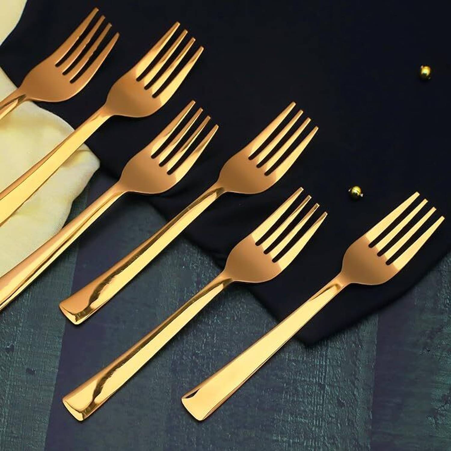 ARSCART gold forks set of 6pc Stainless Steel Serving Fork Set
