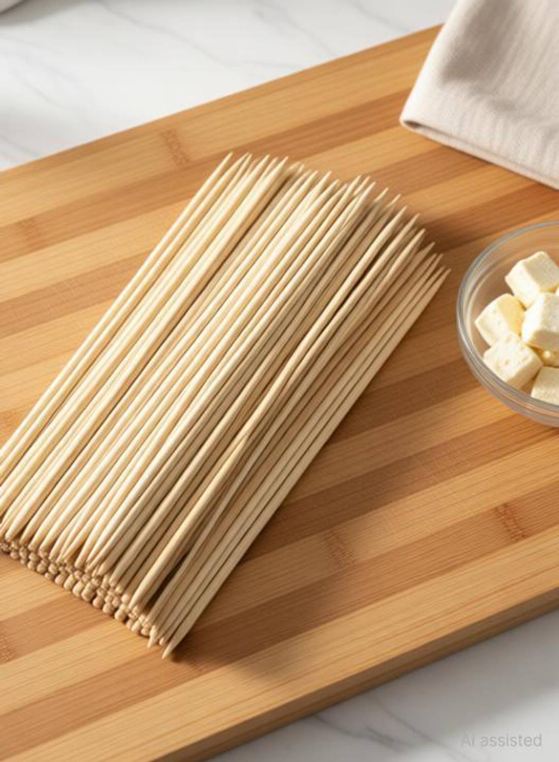 ANIKART Bamboo Stick Long Wooden Stick | Paneer Tikka Stick | Kabab Stick | Disposable Wooden Serving Fork Set