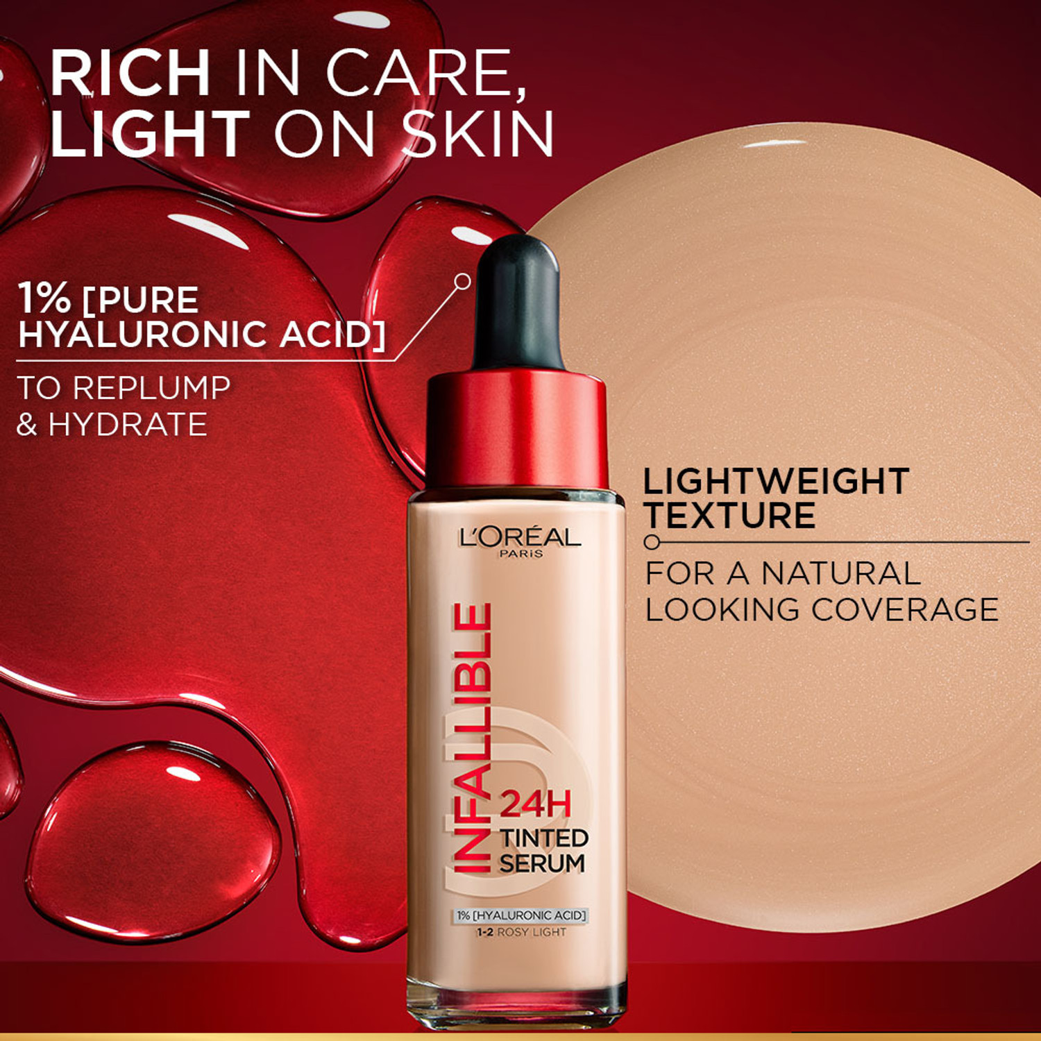 Image of L'Oreal Paris Infallible 24H Tinted Foundation with Hyaluronic Acid - 5-6 MEDIUM - TAN Foundation