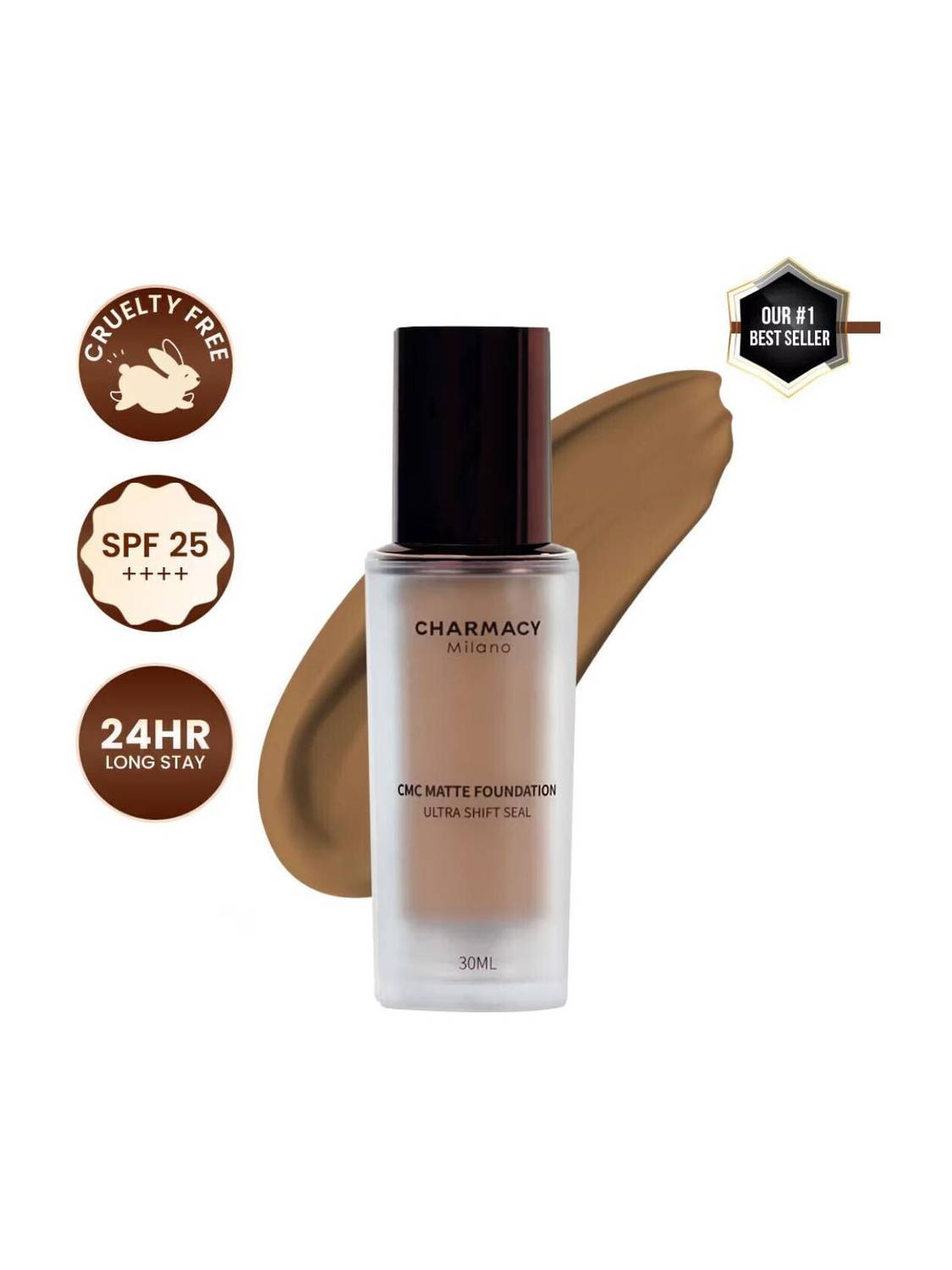 charmacy milano Foundation 12 | 24Hr Wear, SPF25, Waterproof, Full Coverage, Matte Finish Foundation