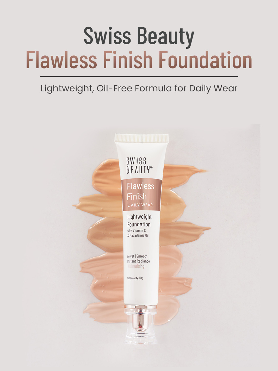 Image of SWISS BEAUTY Flawless Finish Foundation | Medium Coverage Lightweight | Oil Free Radiant Foundation