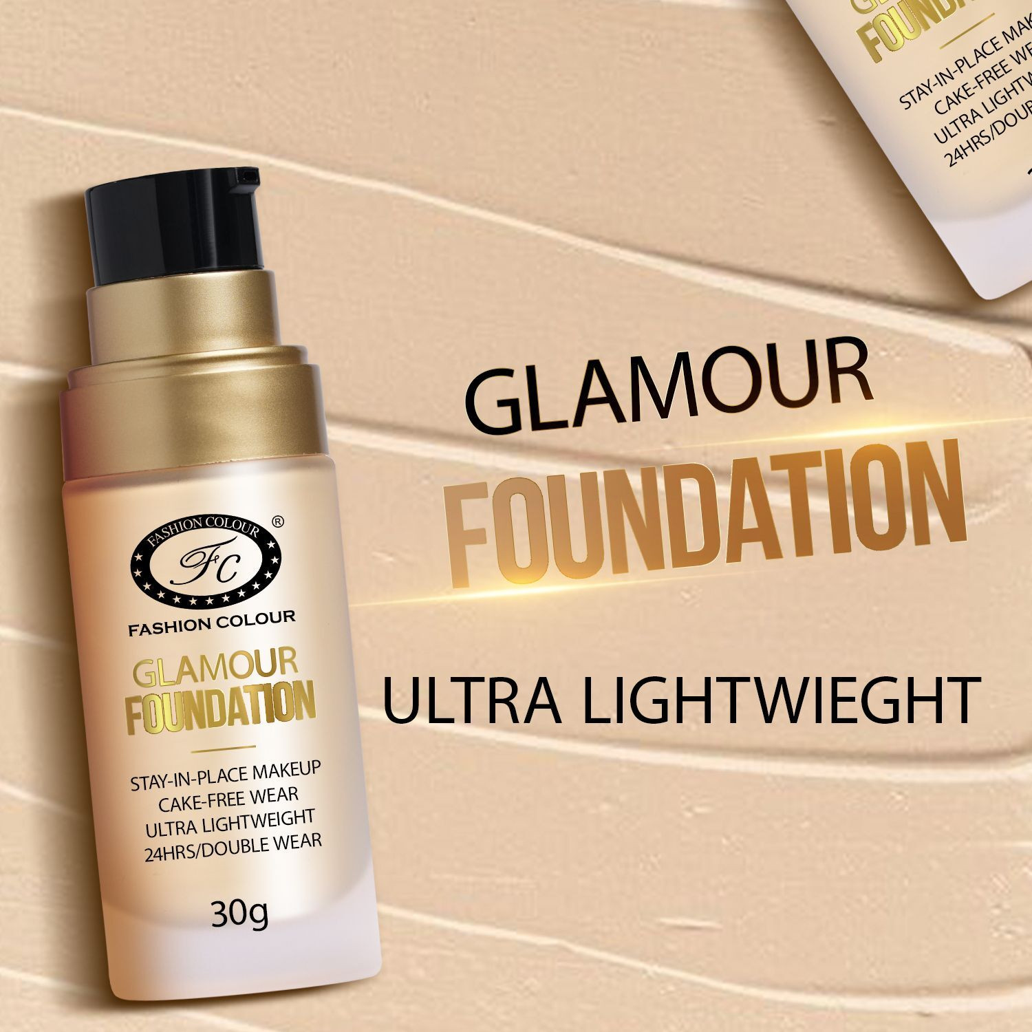 Image of FASHION COLOUR Glamour Ultra Lightweight 24H Stay Foundation for Smooth Non-Cakey Coverage Foundation