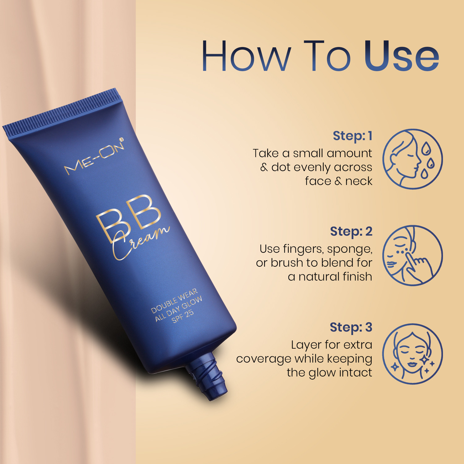 Image of Me-On Double Wear BB Cream Foundation,SPF 25, Matte Finish, Oil Control & Long-Lasting Foundation