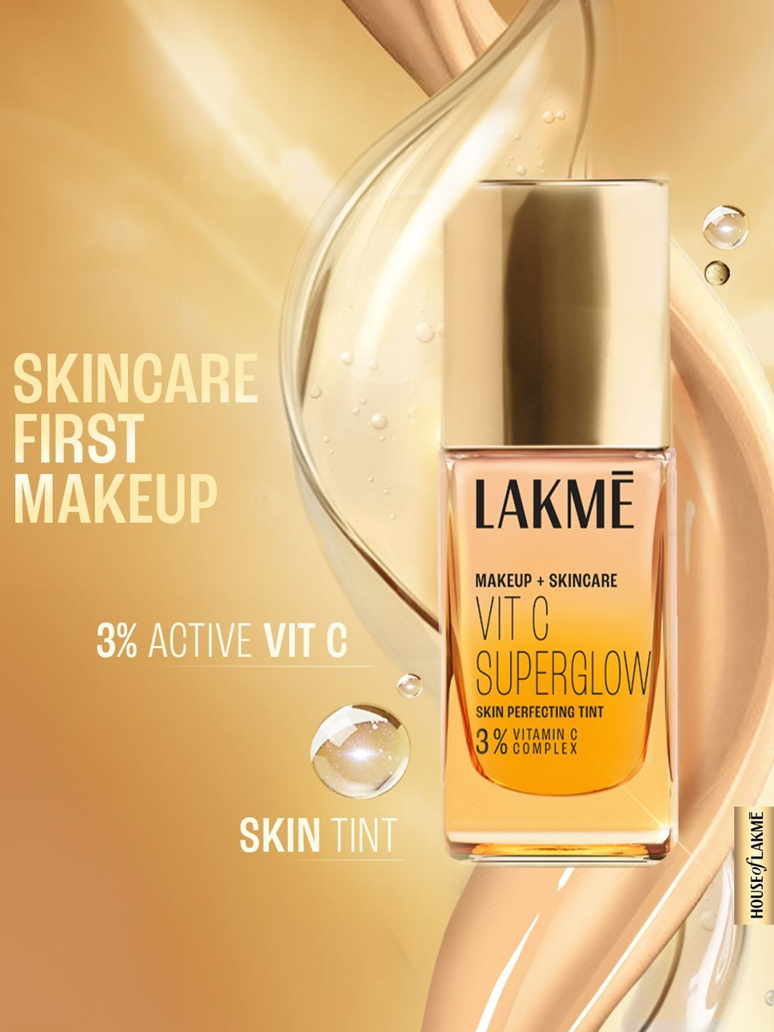 Image of Lakme VitC Srglow Skin Perfecting Tint Warm Crme W120 Foundation
