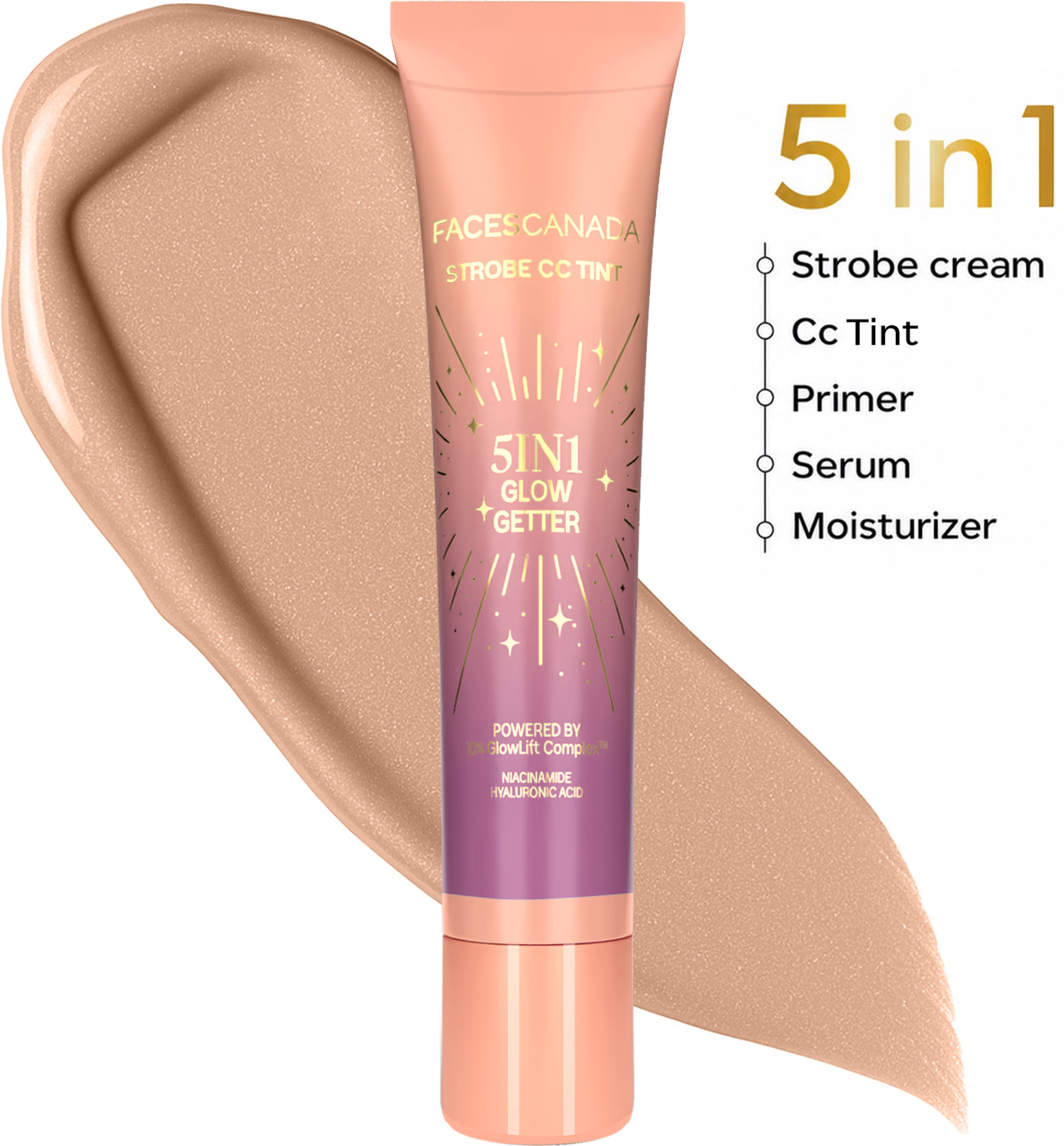 FACES CANADA Strobe CC Tint Mini | 5in1 with BB/CC Cream + Highlighter +  Foundation
