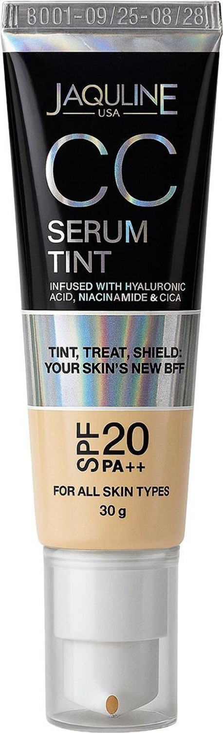 Image of JAQULINE USA CC Serum Tint With Niacinamide Hyaluronic Acid Hydrating SPF Smooths Brighten Foundation