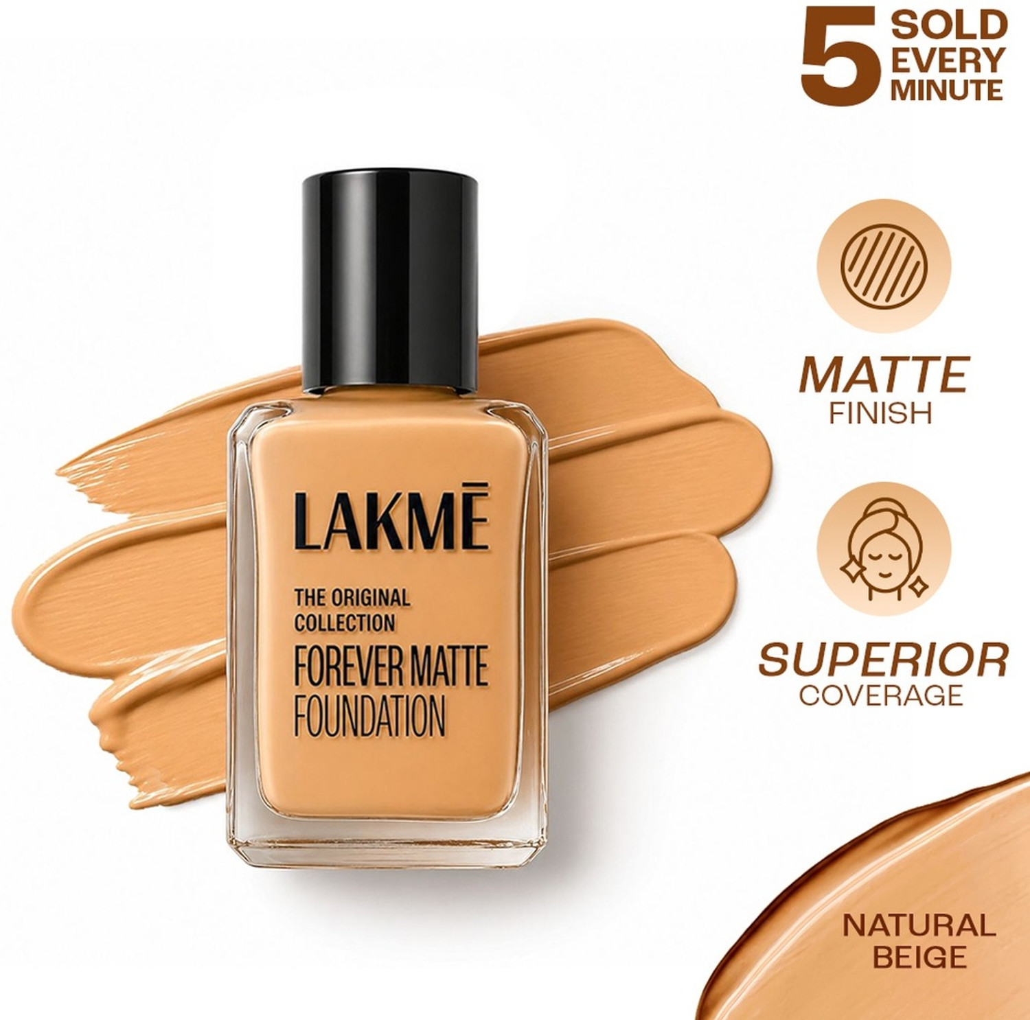Image of Lakme Forever Matte , Superior Coverage, Vit E, Lightweight Foundation