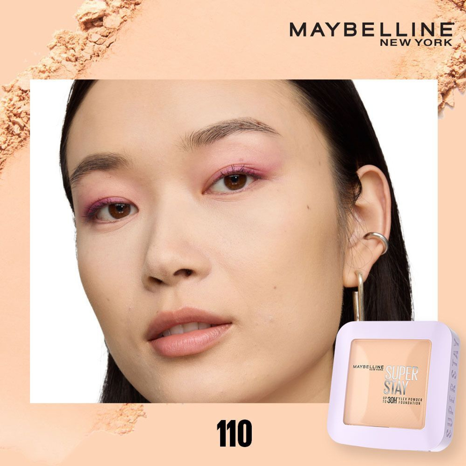 Image of MAYBELLINE NEW YORK Super Stay Flex Powder Compact, 110, 30H Full Cover, for Oily Skin Foundation
