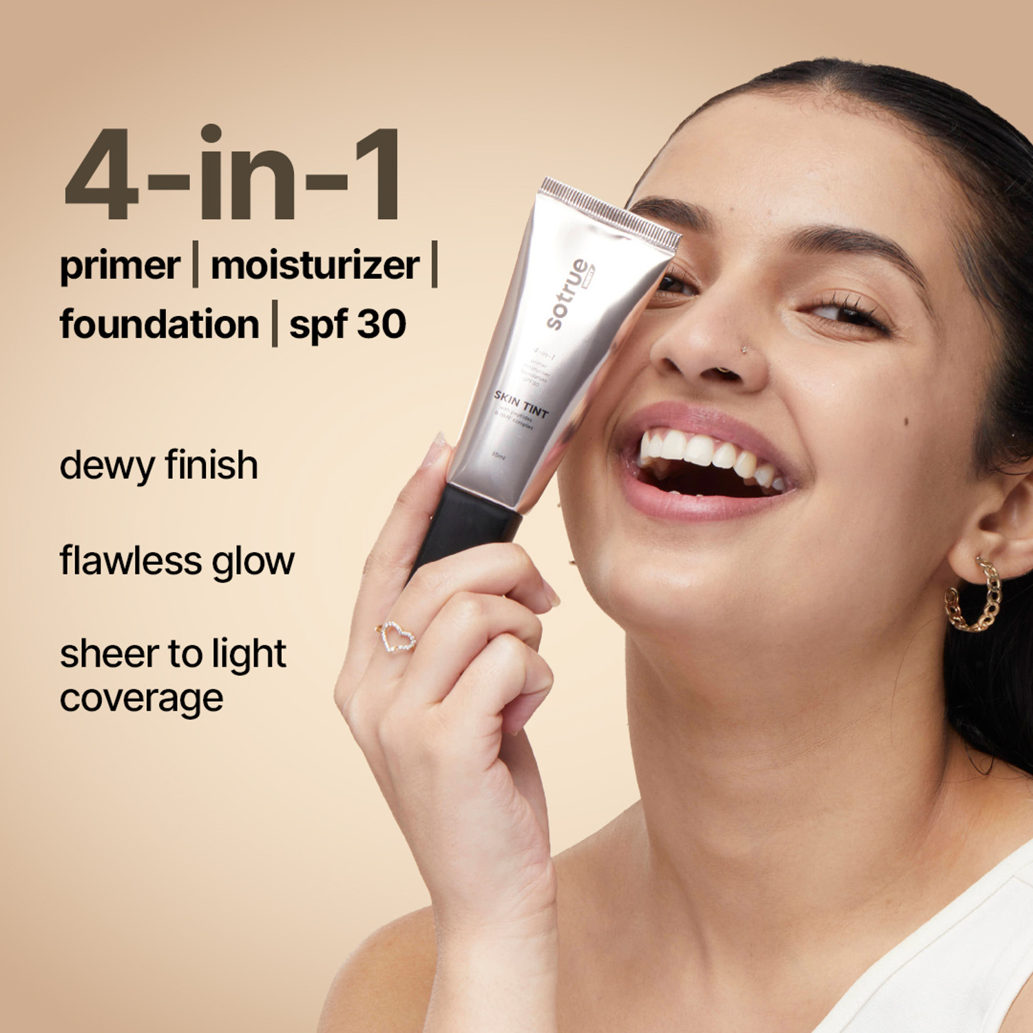 Image of Sotrue 4-in-1 Skin Tint | Primer+Moisturiser+Foundation+SPF30 | Seamless Coverage, Foundation