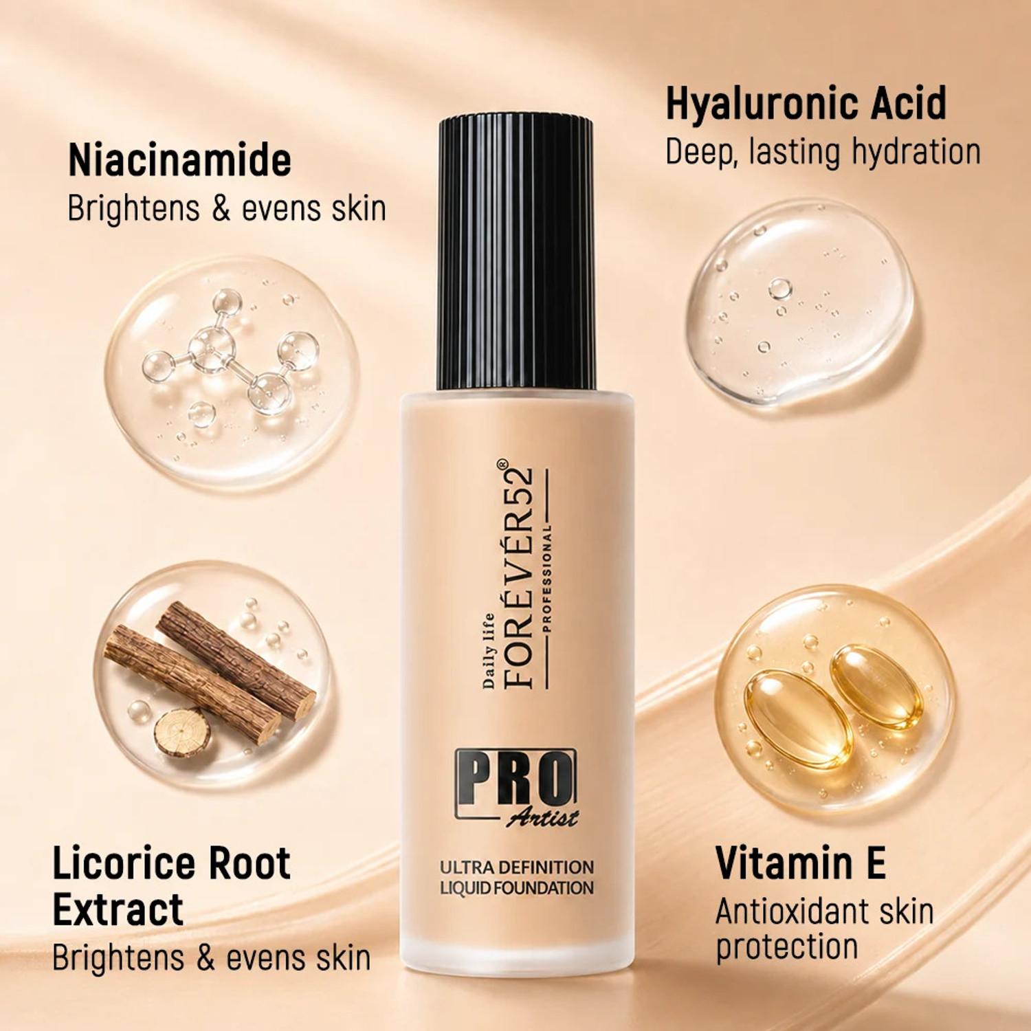 Image of ZOEBEAUTY Forever52 Pro Artist Ultra Definition Liquid Foundation (FRENCH TOAST, 60 ml)