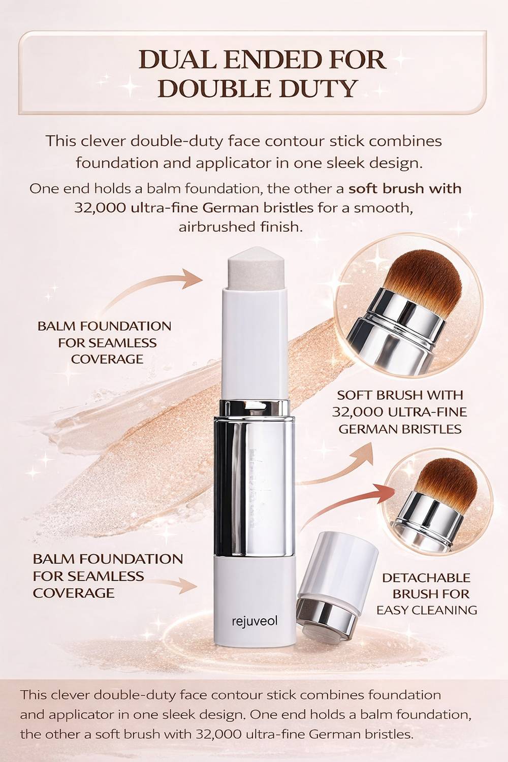 REJUVEOL 201 Light Blanc Cover Cream Stick Foundation - Image 4