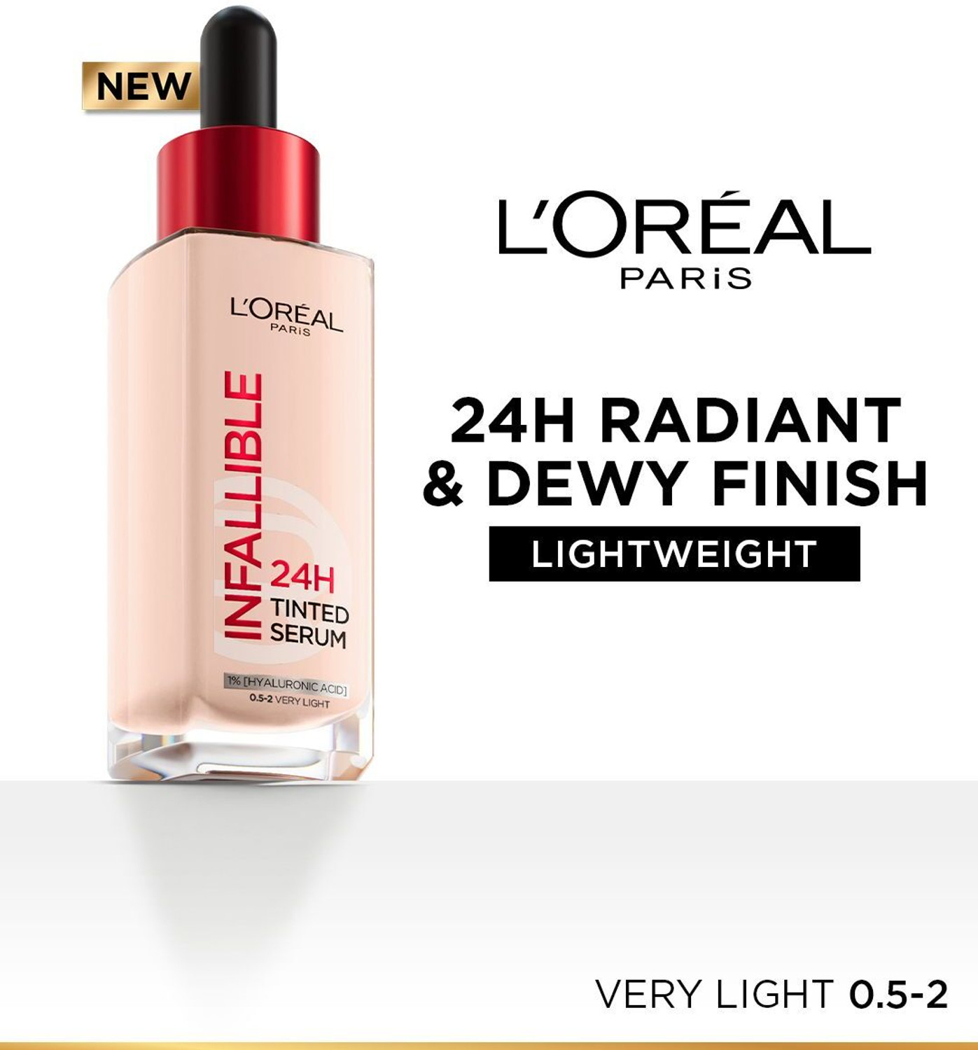 Image of L'Oreal Paris Infallible 24H Tinted Foundation with Hyaluronic Acid - 0.5-2 VERY LIGHT Foundation