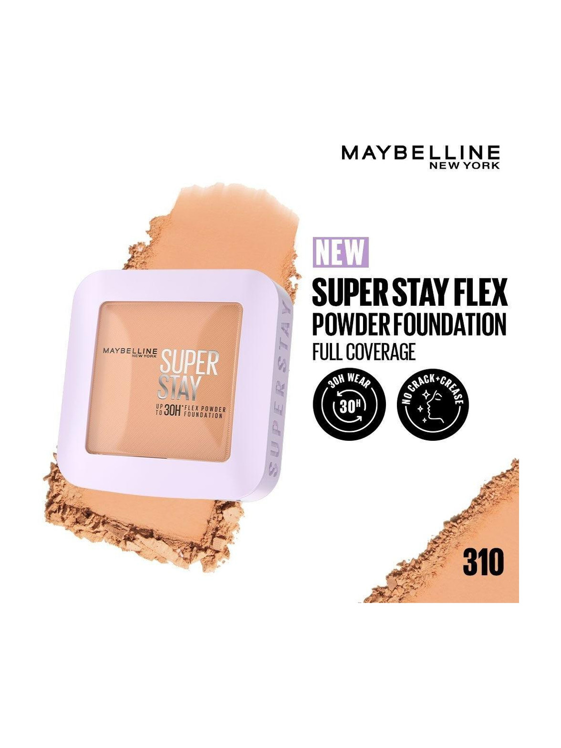 Image of MAYBELLINE NEW YORK Super Stay Flex Powder Compact, 310, 30H Full Cover, for Oily Skin Foundation