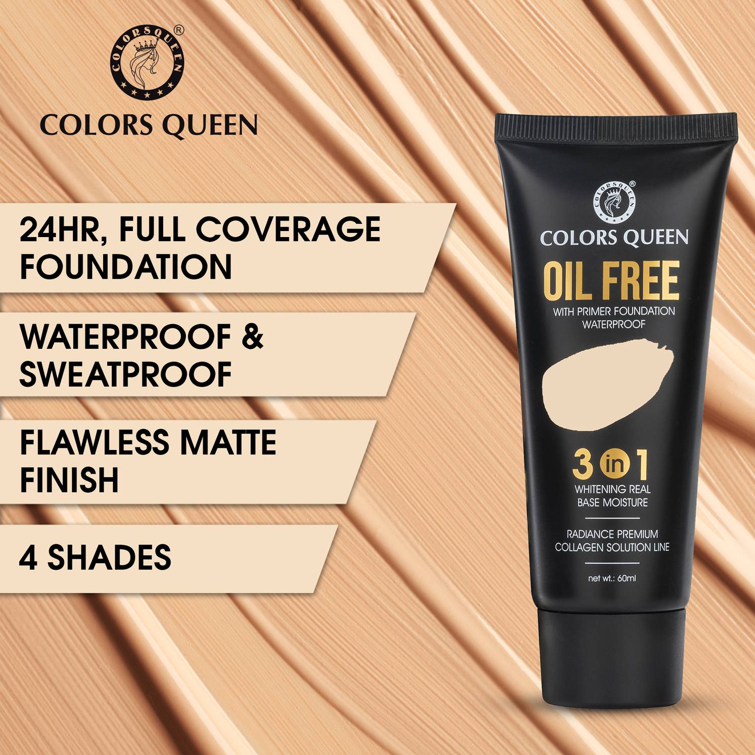 Colors Queen 3 in 1 Oil Free Foundation - Image 5