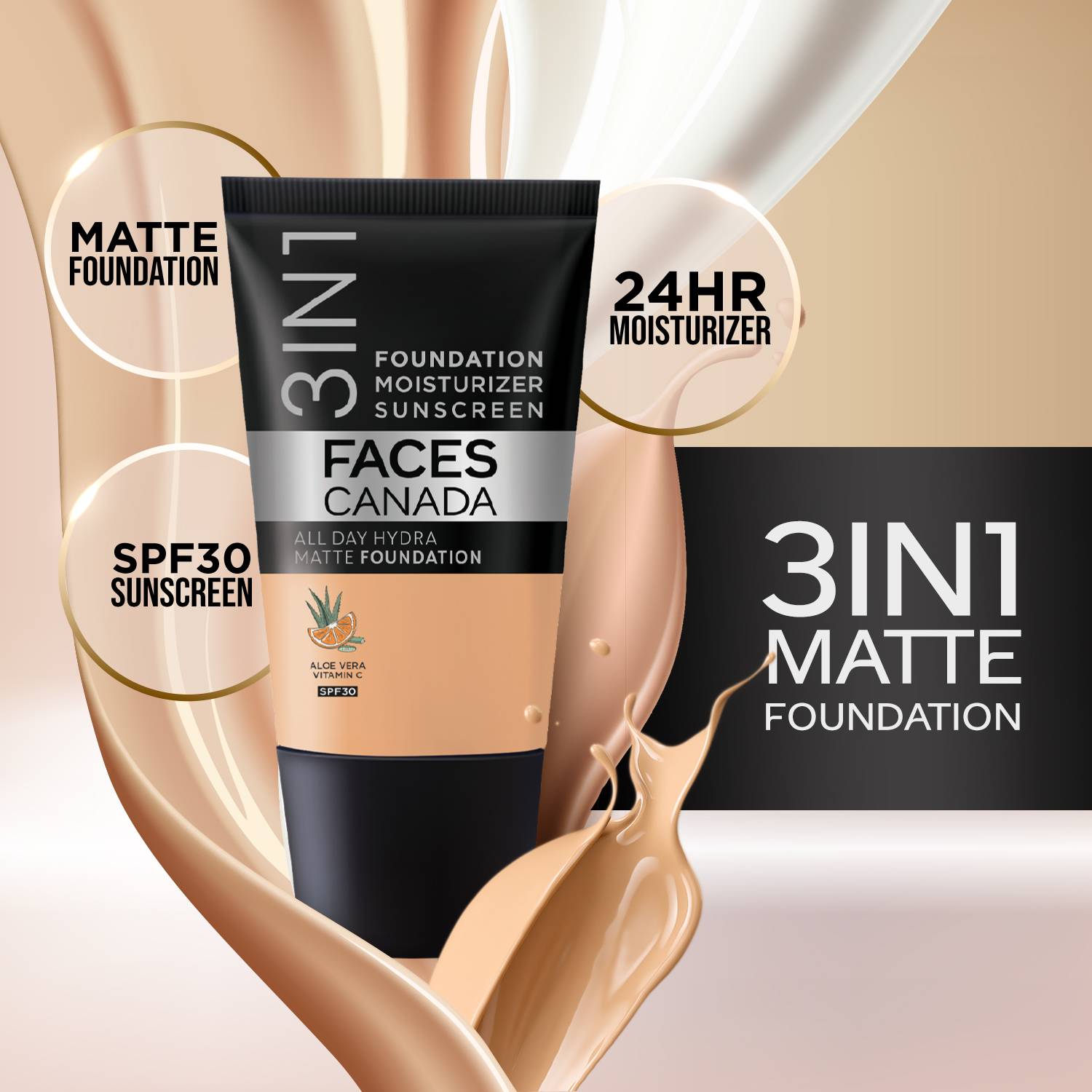 FACES Canada Strobe Cream, Compact Powder, Hydra Matte Foundation - Image 5