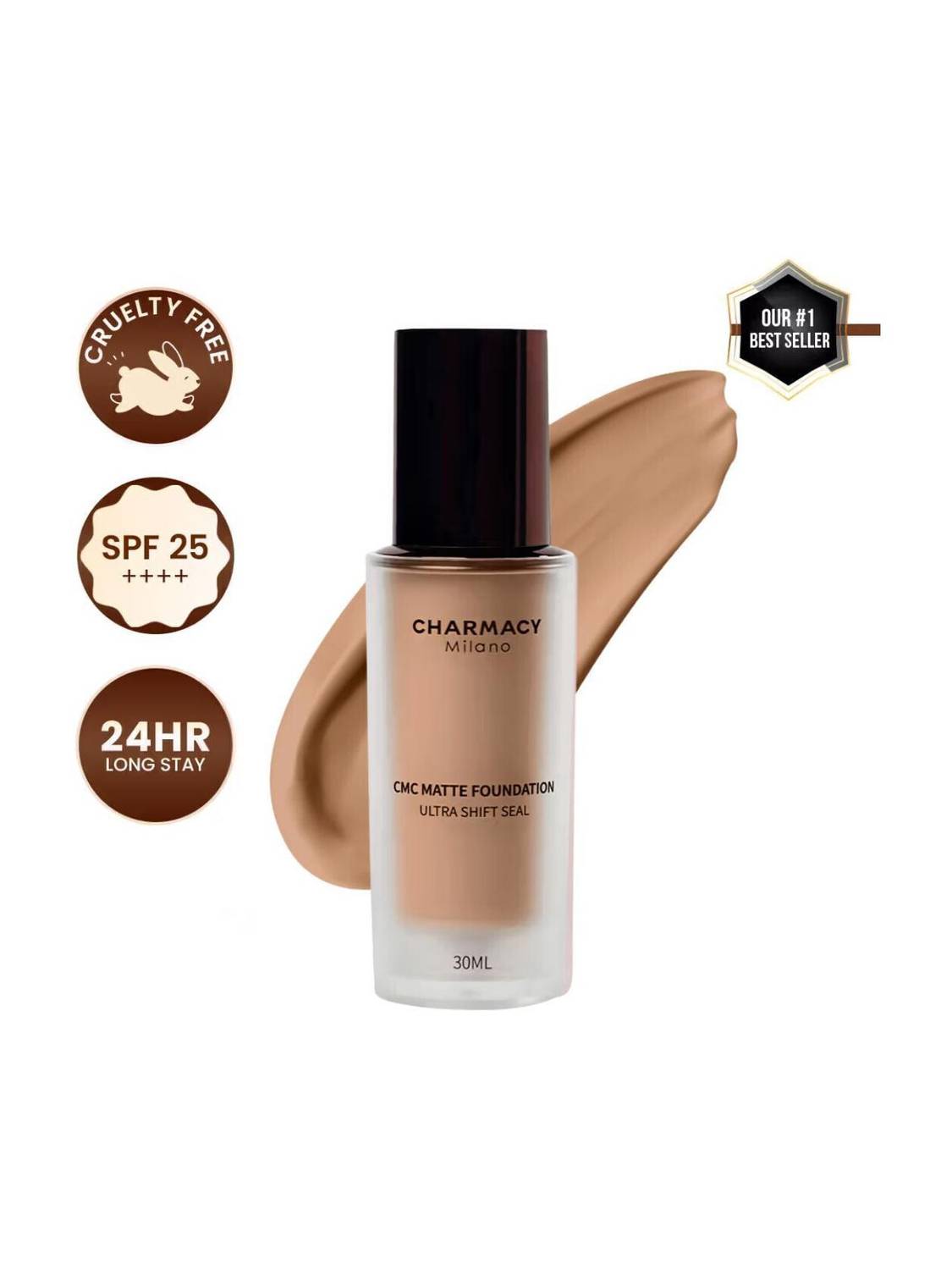 charmacy milano Foundation 09 | 24Hr Wear, SPF25, Waterproof, Full Coverage, Matte Finish Foundation