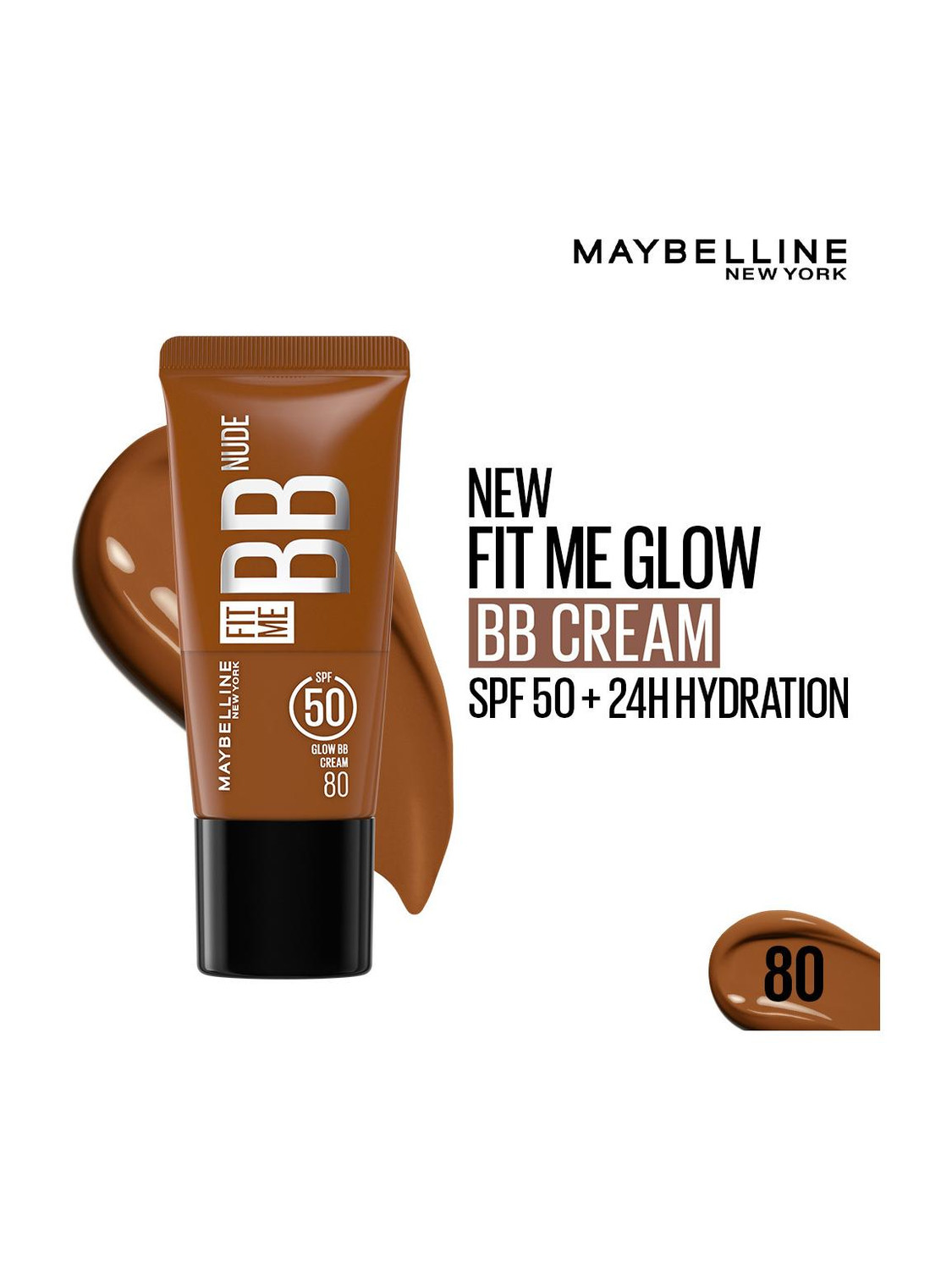 Image of MAYBELLINE NEW YORK Fit Me Glow BB Cream, SPF 50, 24H Hydration, Niacinamide Foundation
