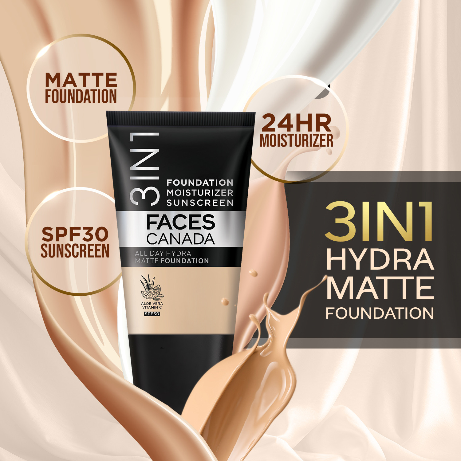 Image of FACES CANADA Soft Glam Essentials: Foundation 18ml+Comfy Wow Lipstick 3.8ml+Strobe Cream 18ml Highlighter