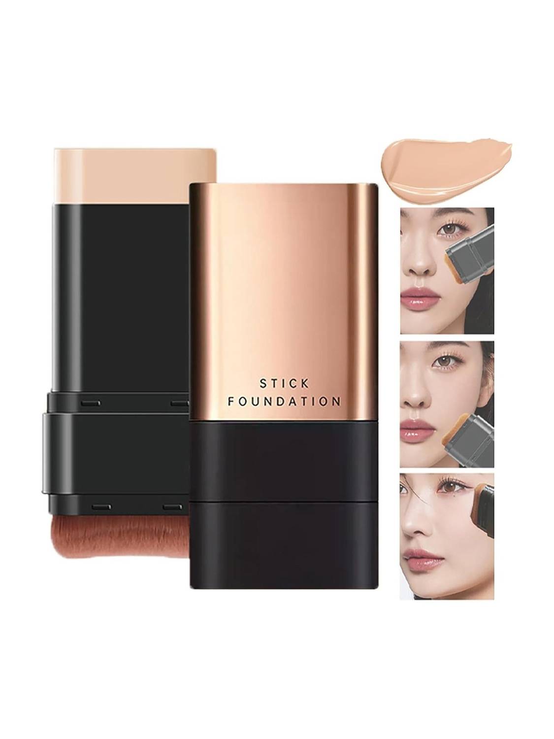 ARDAKI 2 in 1 Korean Anti-Wrinkle Foudation Stick with Brush,Flawless Eraser Foundation Compact