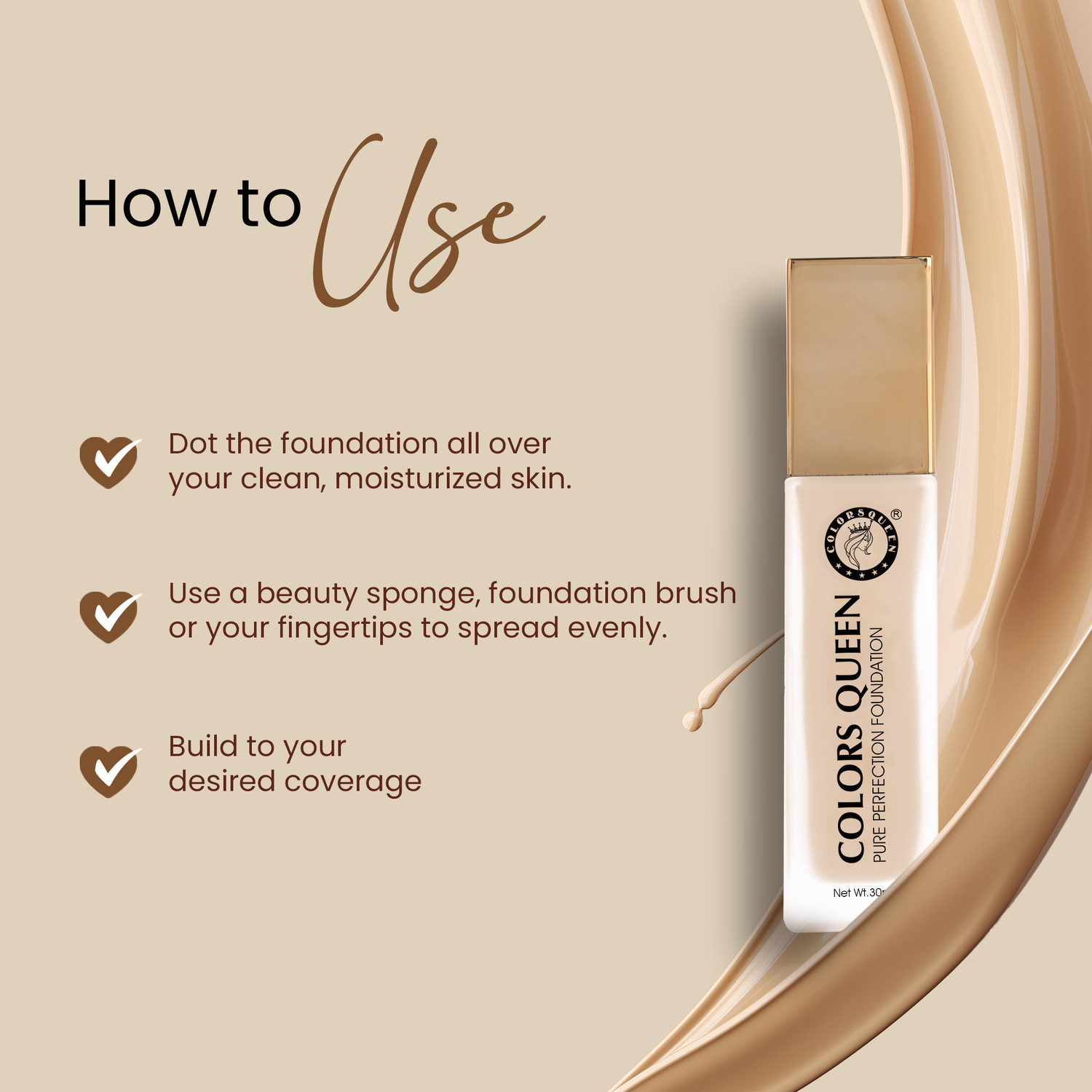 Image of COLORS QUEEN Pure Perfection Oil Free & Long Lasting Liquid Foundation with Jojoba Seed Oil Foundation