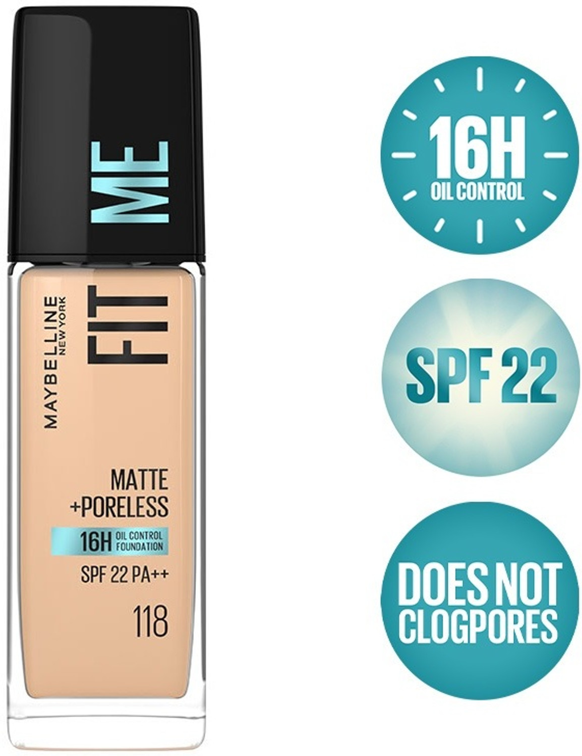 MAYBELLINE NEW YORK Matte+Poreless Liquid Foundation (With Pump & SPF 22) Foundation